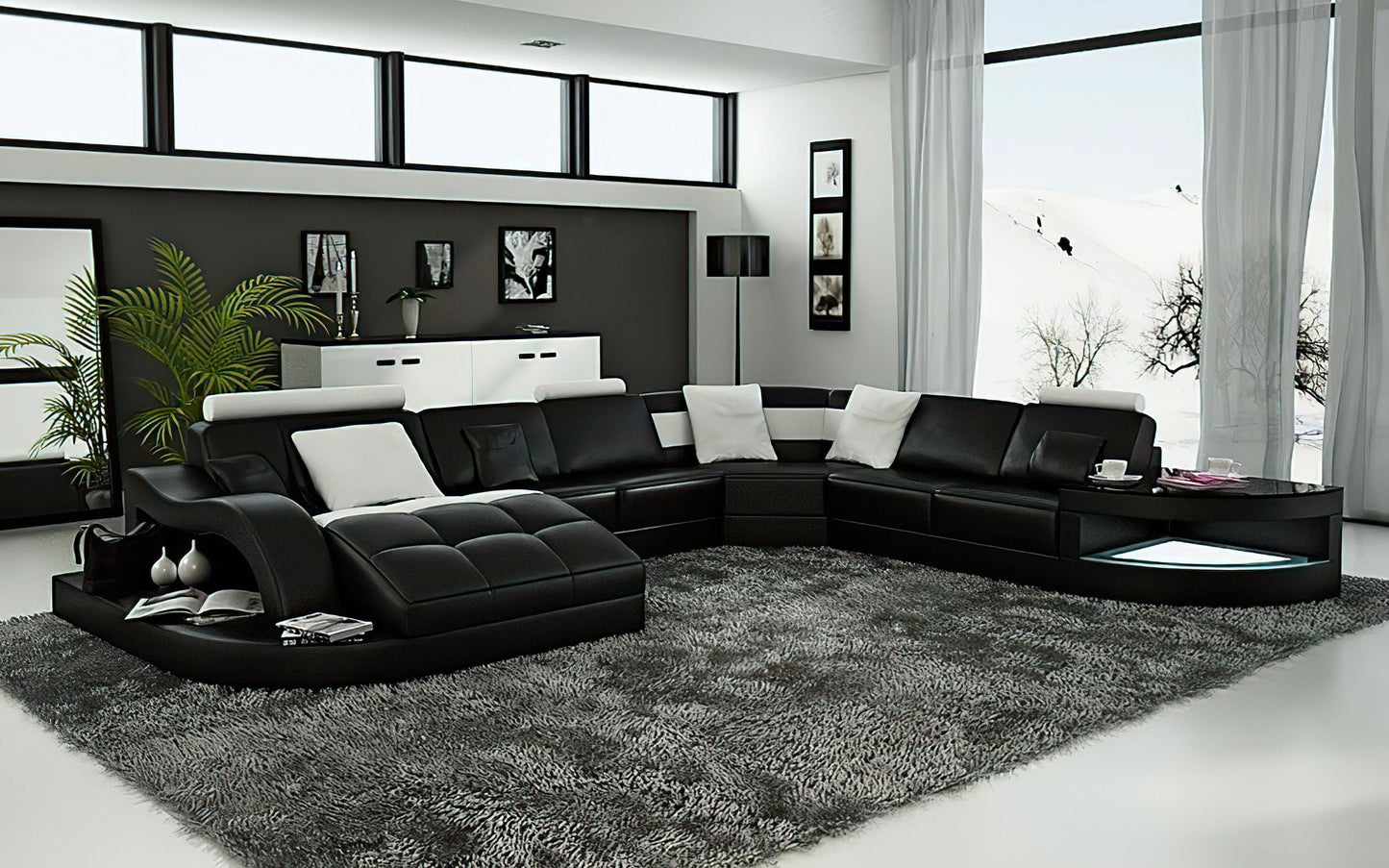 Leather Sectional with Shape Chaise