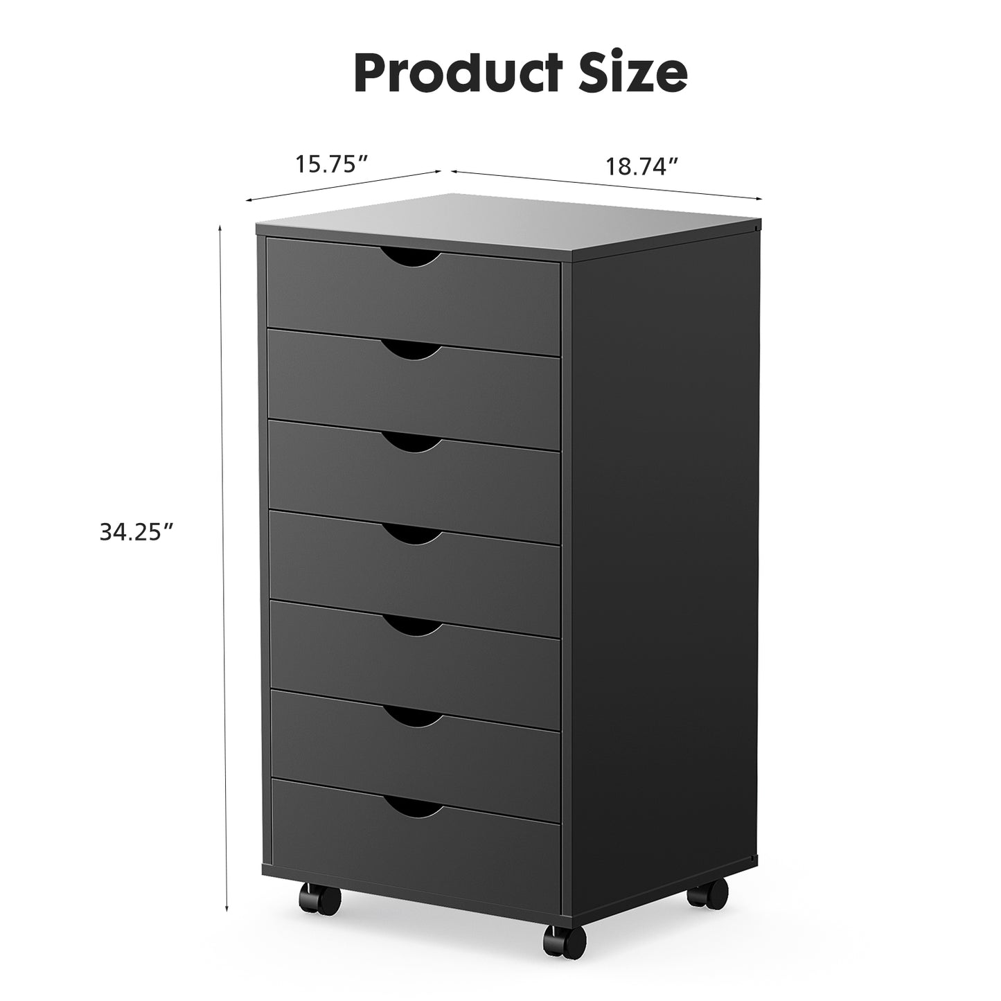 7 Drawer Chest - Storage Cabinets with Wheels Dressers
