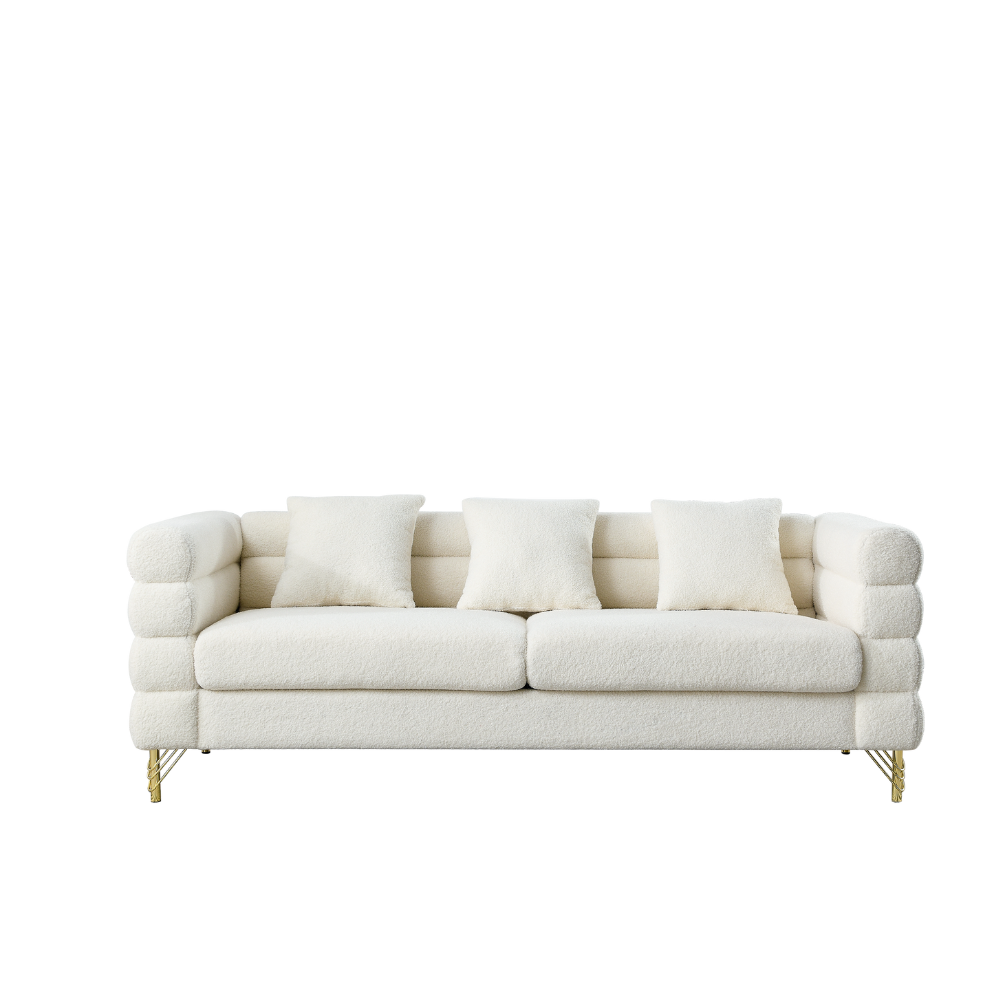 3-Seater Sectional Sofa White Teddy Ivory