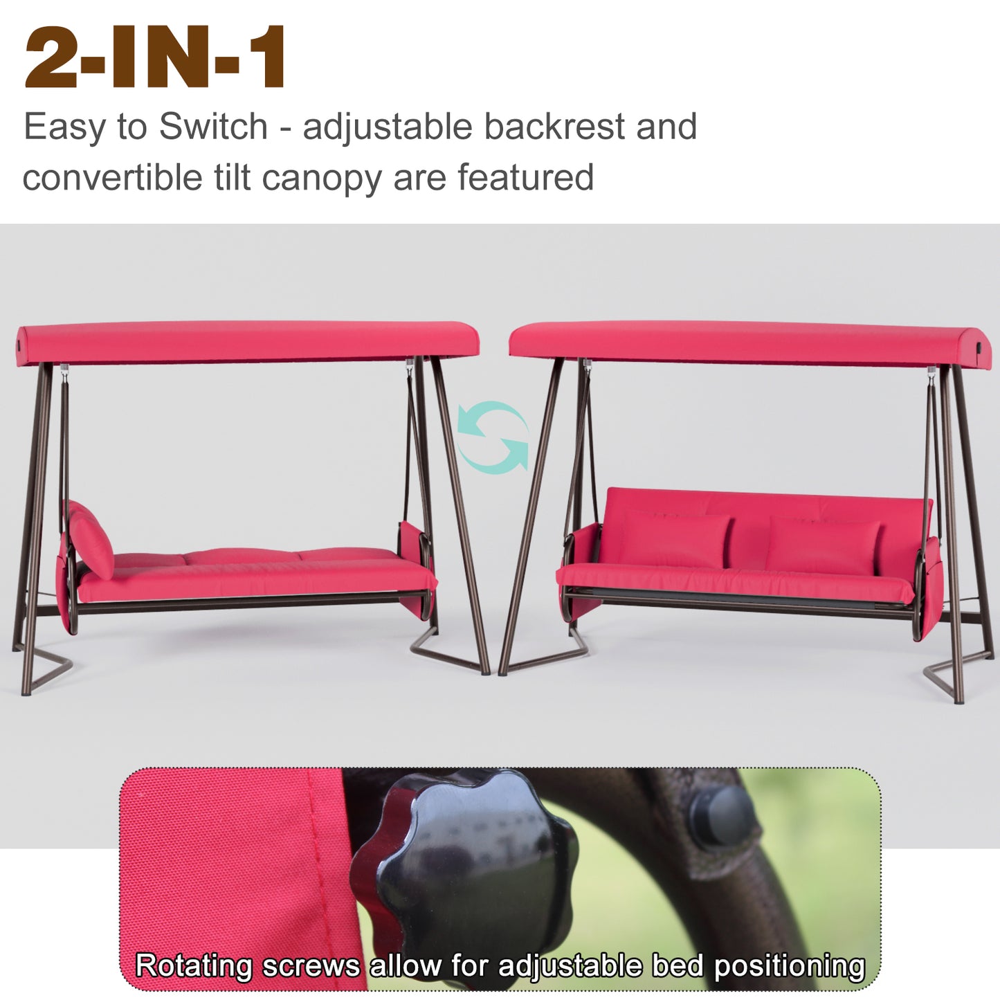 Outdoor Patio Swing Chair, bed, Cushion, Canopy