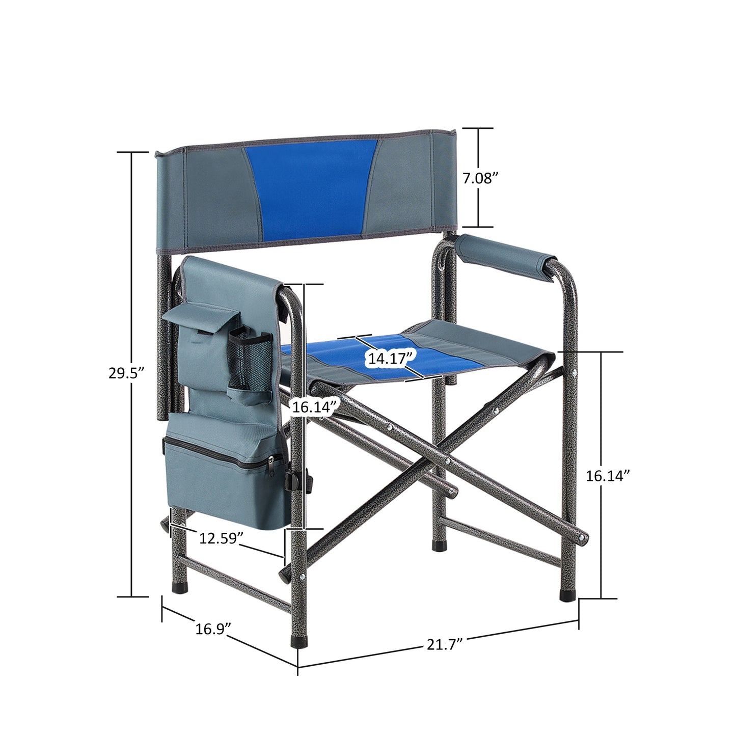 2-piece Padded Folding Outdoor Chair with Storage Pockets