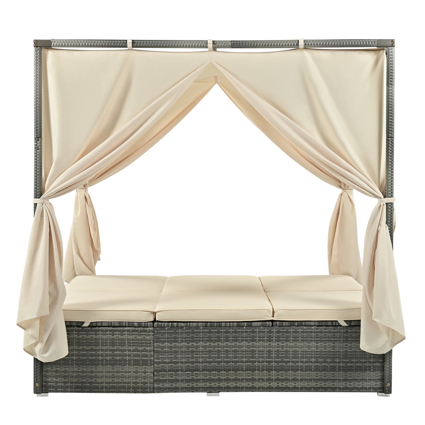 U_Style Adjustable Sun Bed With Curtain, High Comfort