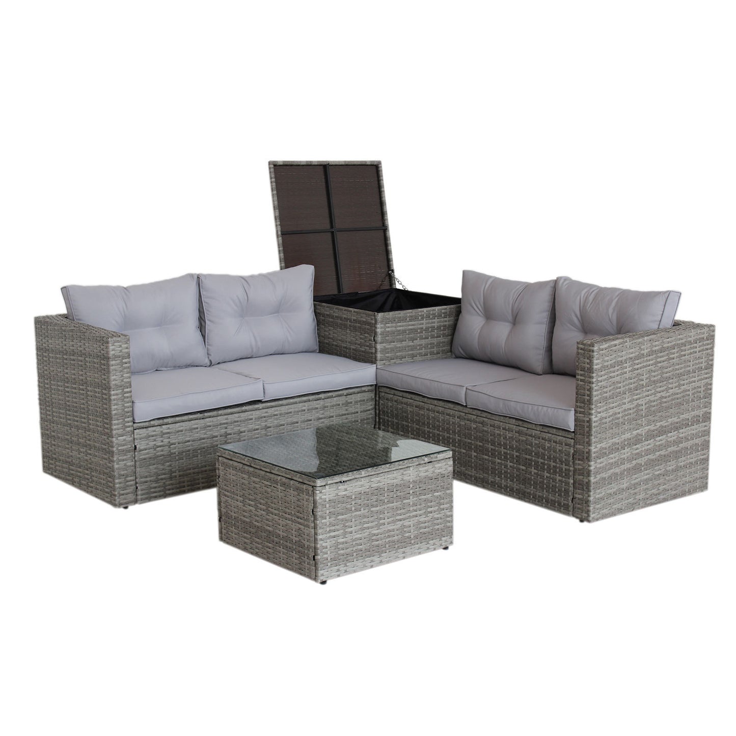 4 Piece Patio Sectional Outdoor Furniture with Storage Box