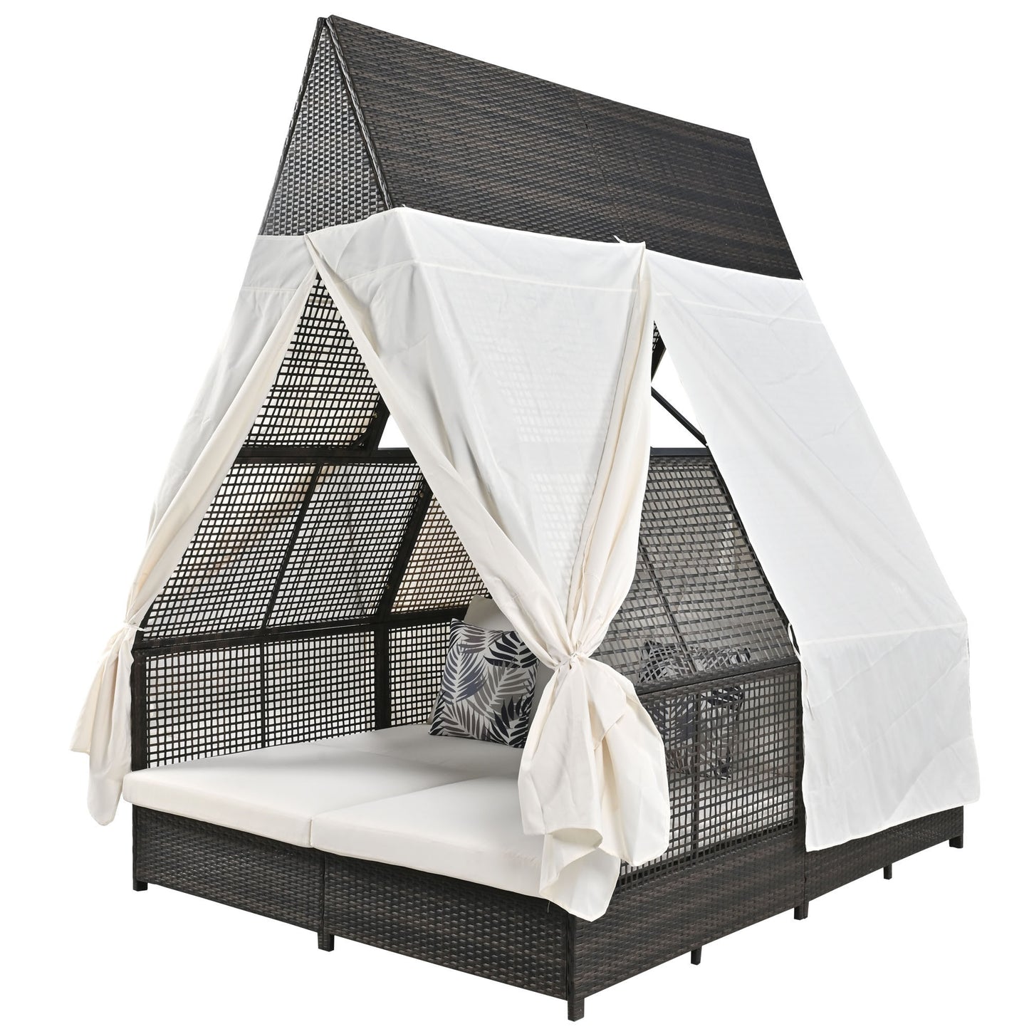 Outdoor Daybed Patio Lounge Bed, Adjustable Backrest