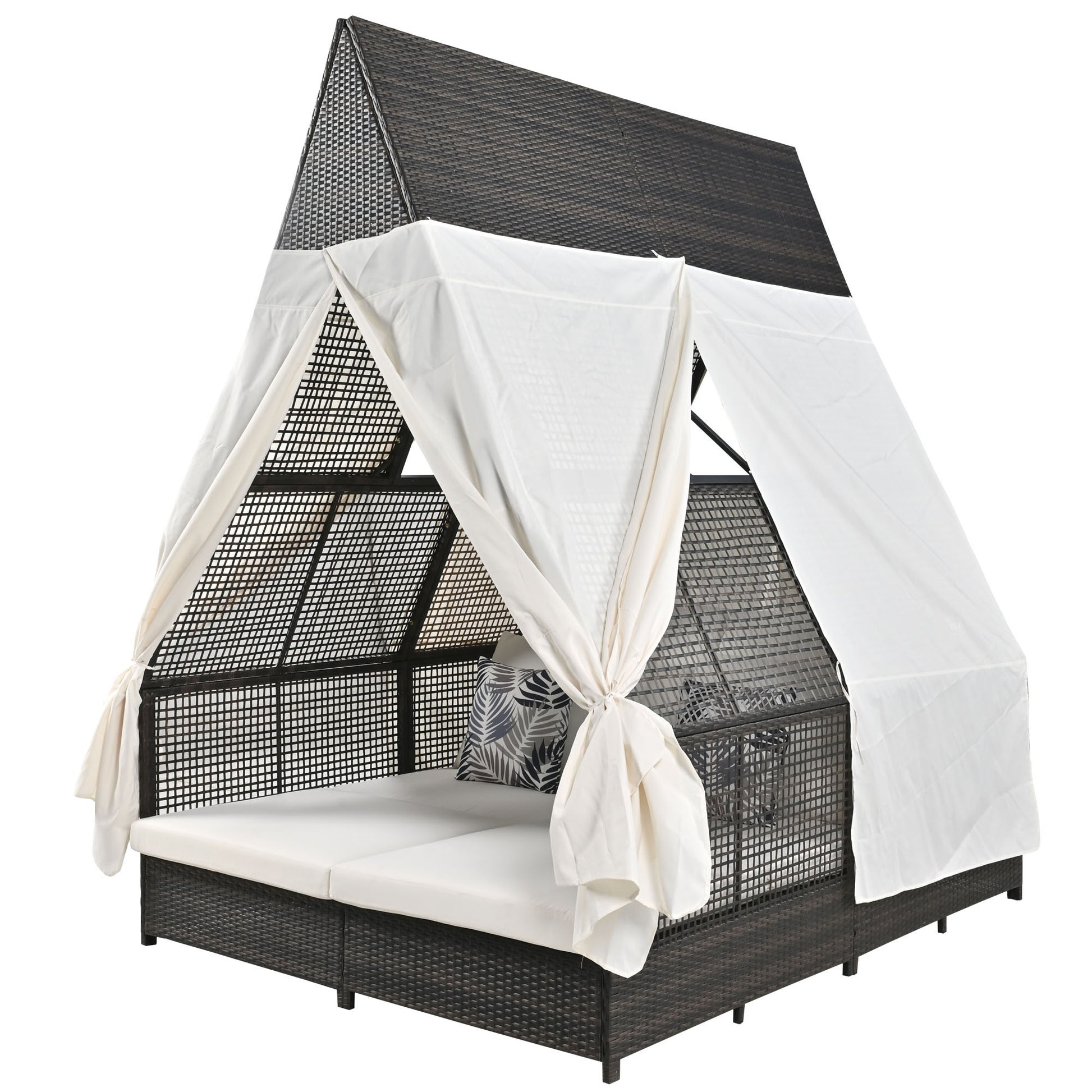 Outdoor Daybed Patio Lounge Bed, Adjustable Backrest