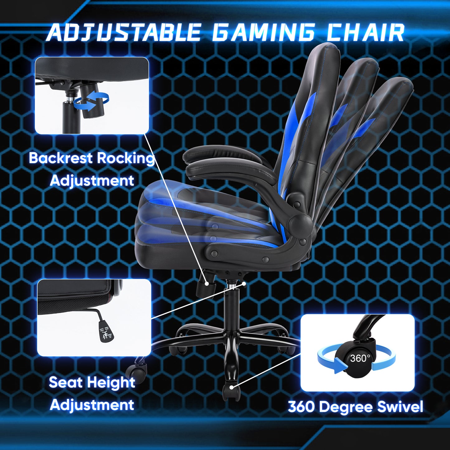 Gaming Leather Computer Ergonomic Office Chair, Lumbar Support