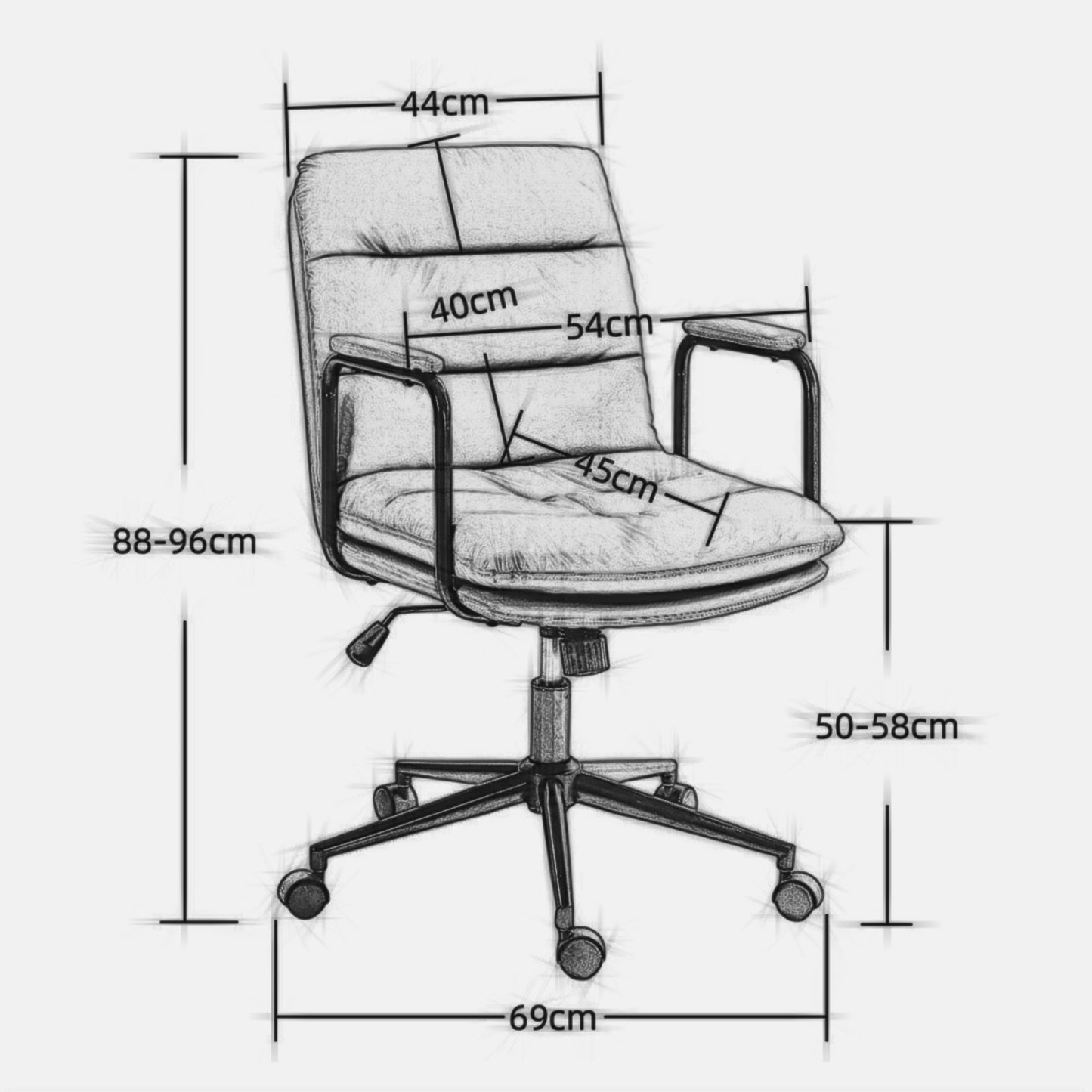 Office Chair, Home Office Desk Task Chair, Wheels, Arms