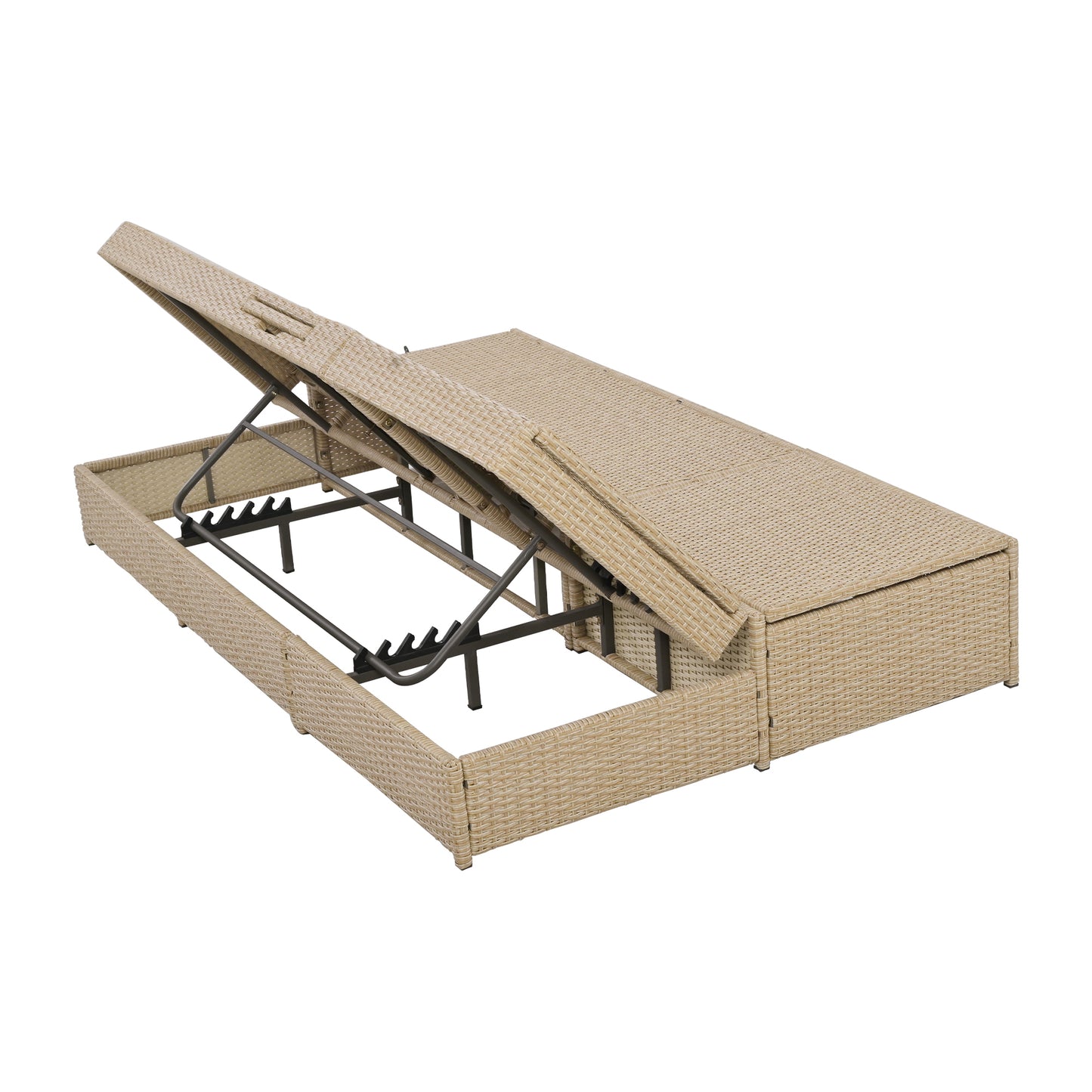 Outdoor Double Patio, Reclining Chairs, Adjustable Backrest Seat
