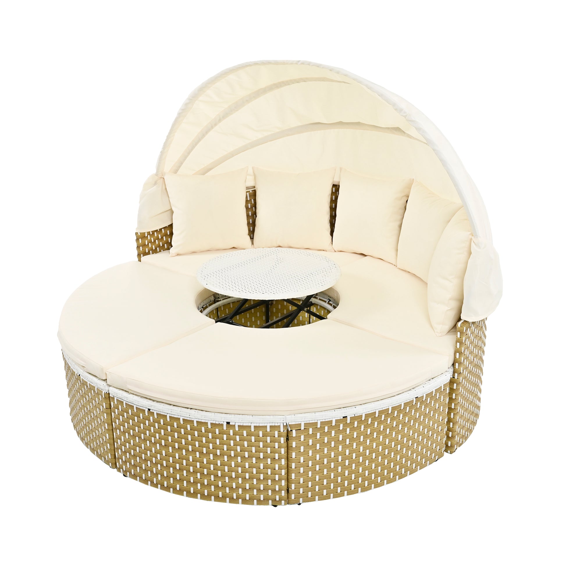 Patio Furniture Round Outdoor Sectional Sofa Set, Daybed