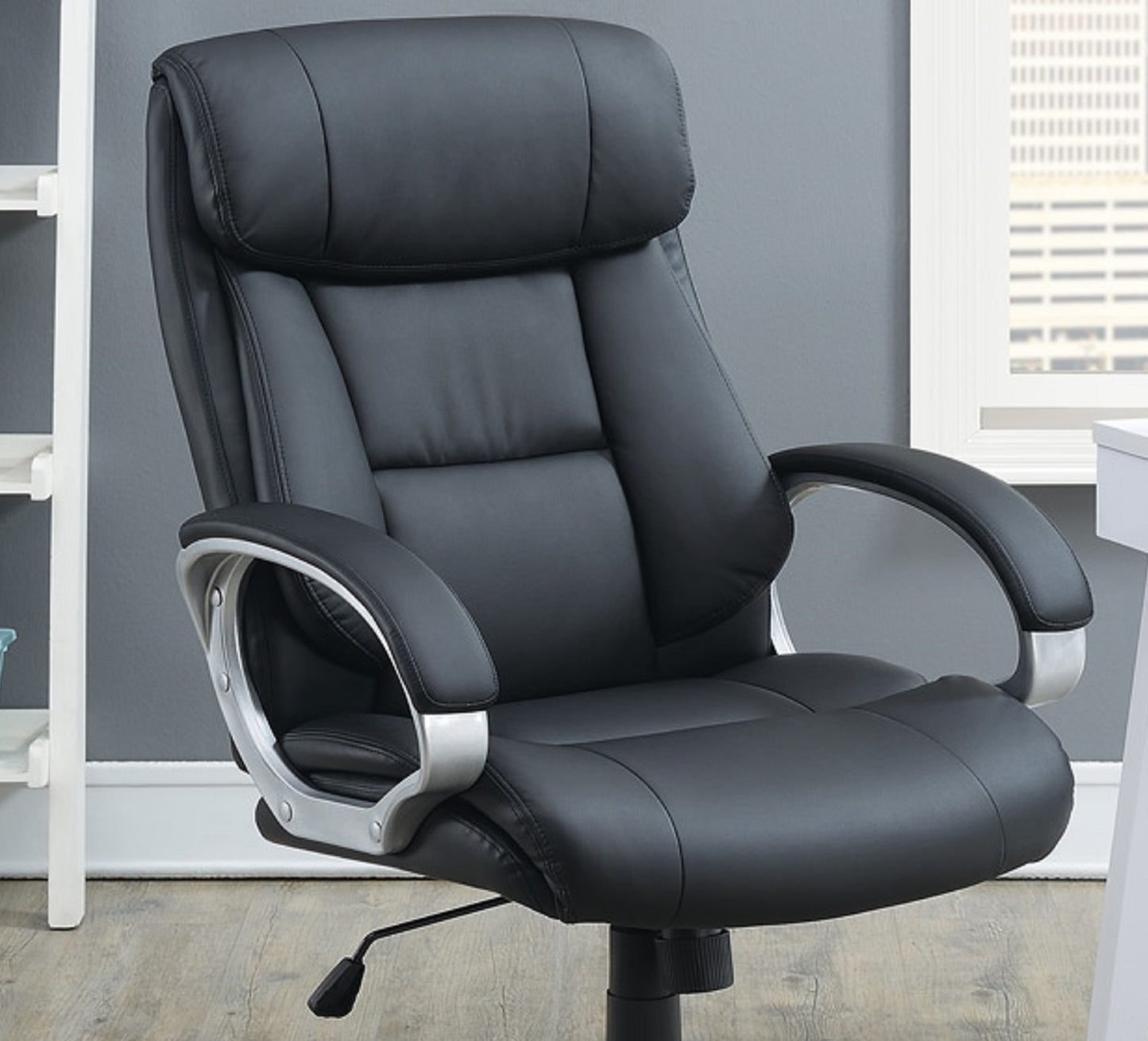 Office Chair Black Color Cushioned Headrest Adjustable