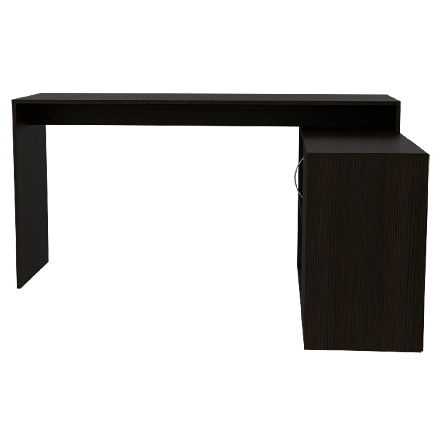 L-Shaped Computer Desk with Open & Closed Storages -Black