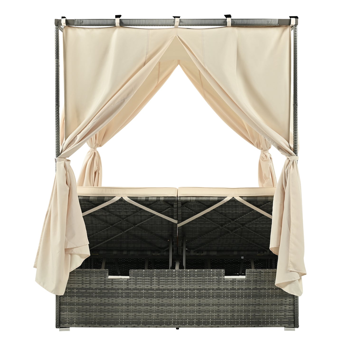 U_Style Adjustable Sun Bed With Curtain, High Comfort