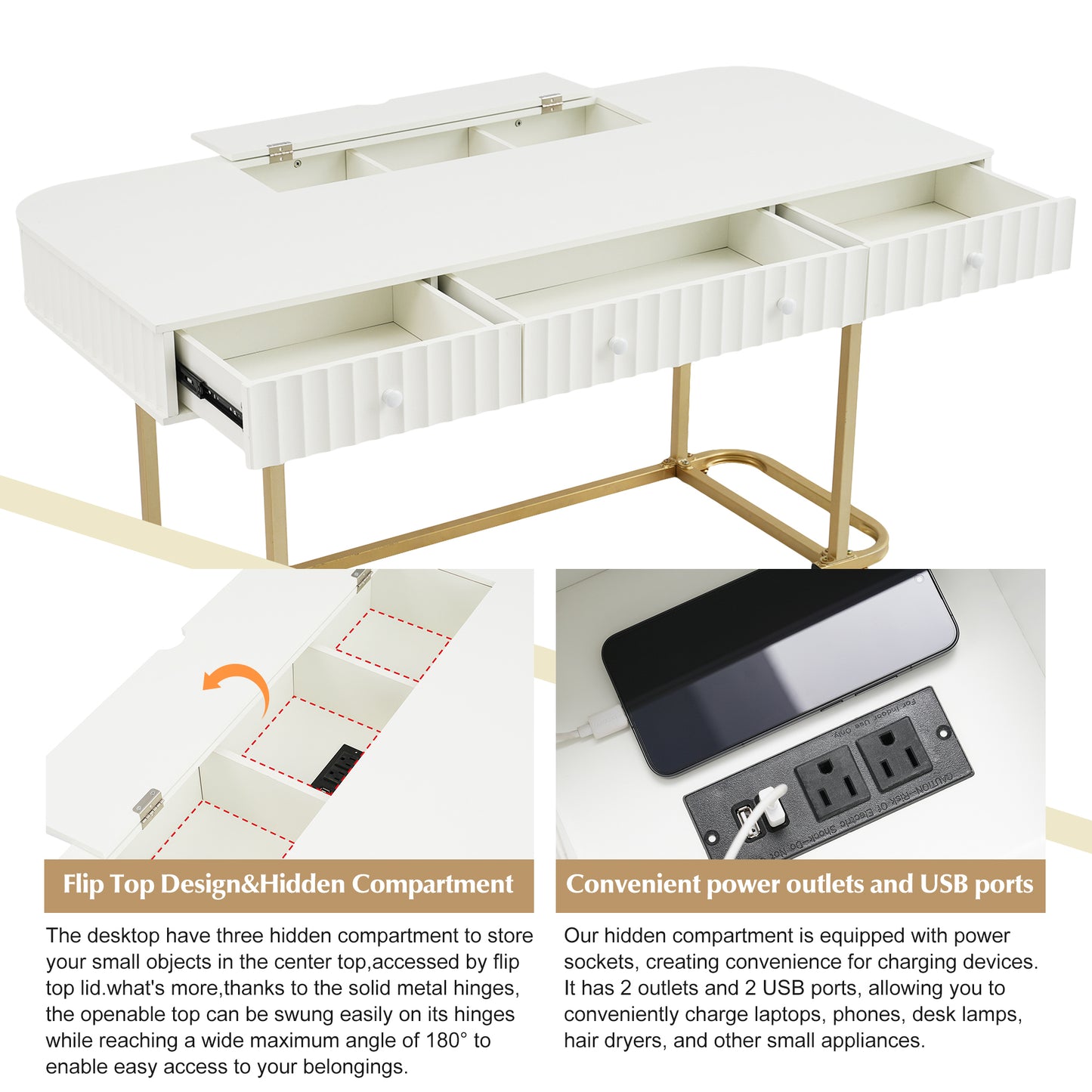 Executive Curved Office Desk, Waveform Fluted Panel Design