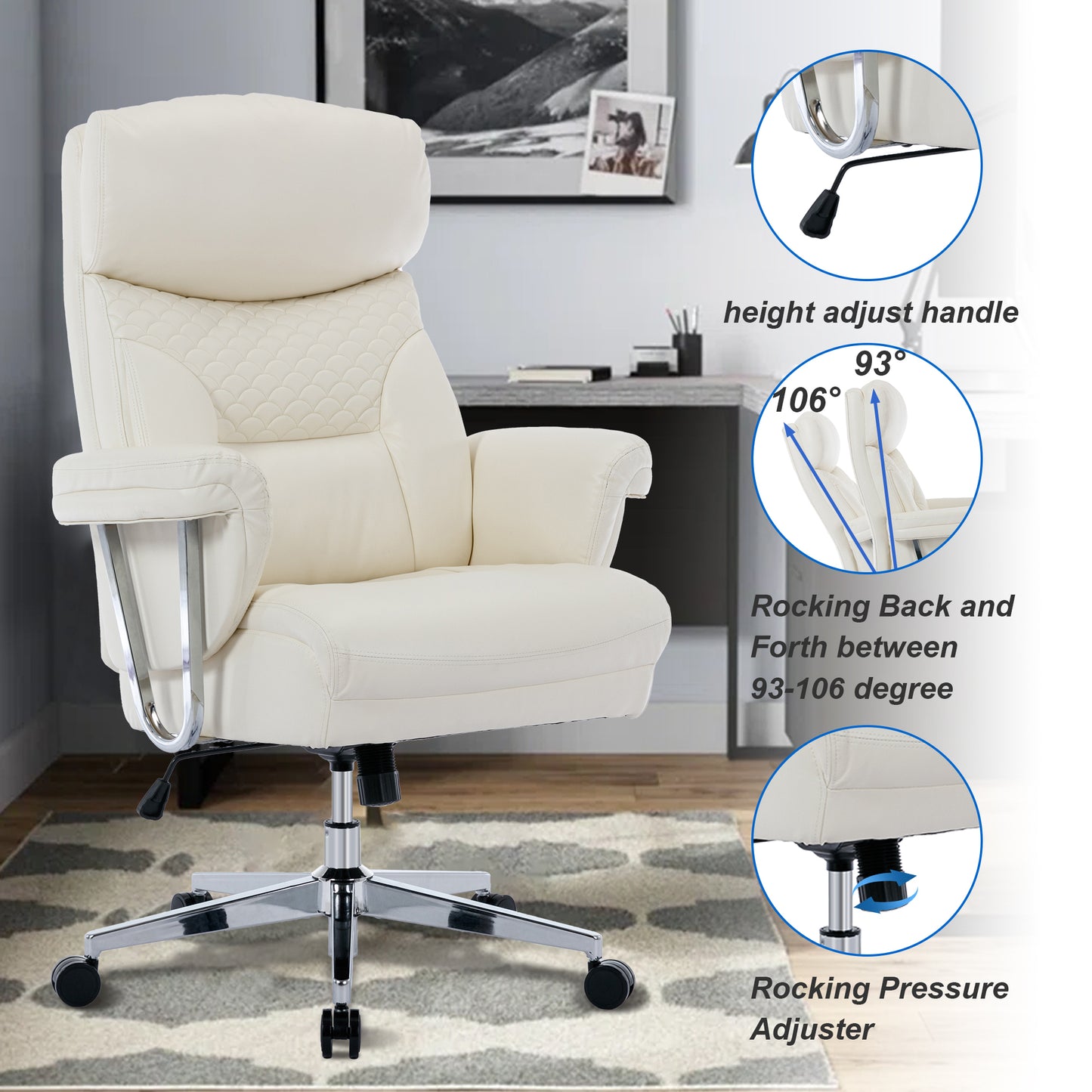 Executive Office Chair 300lbs-Ergonomic Leather