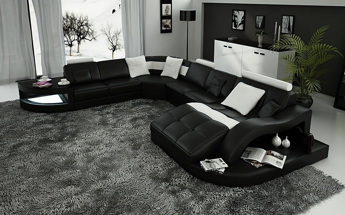 Leather Sectional with Shape Chaise