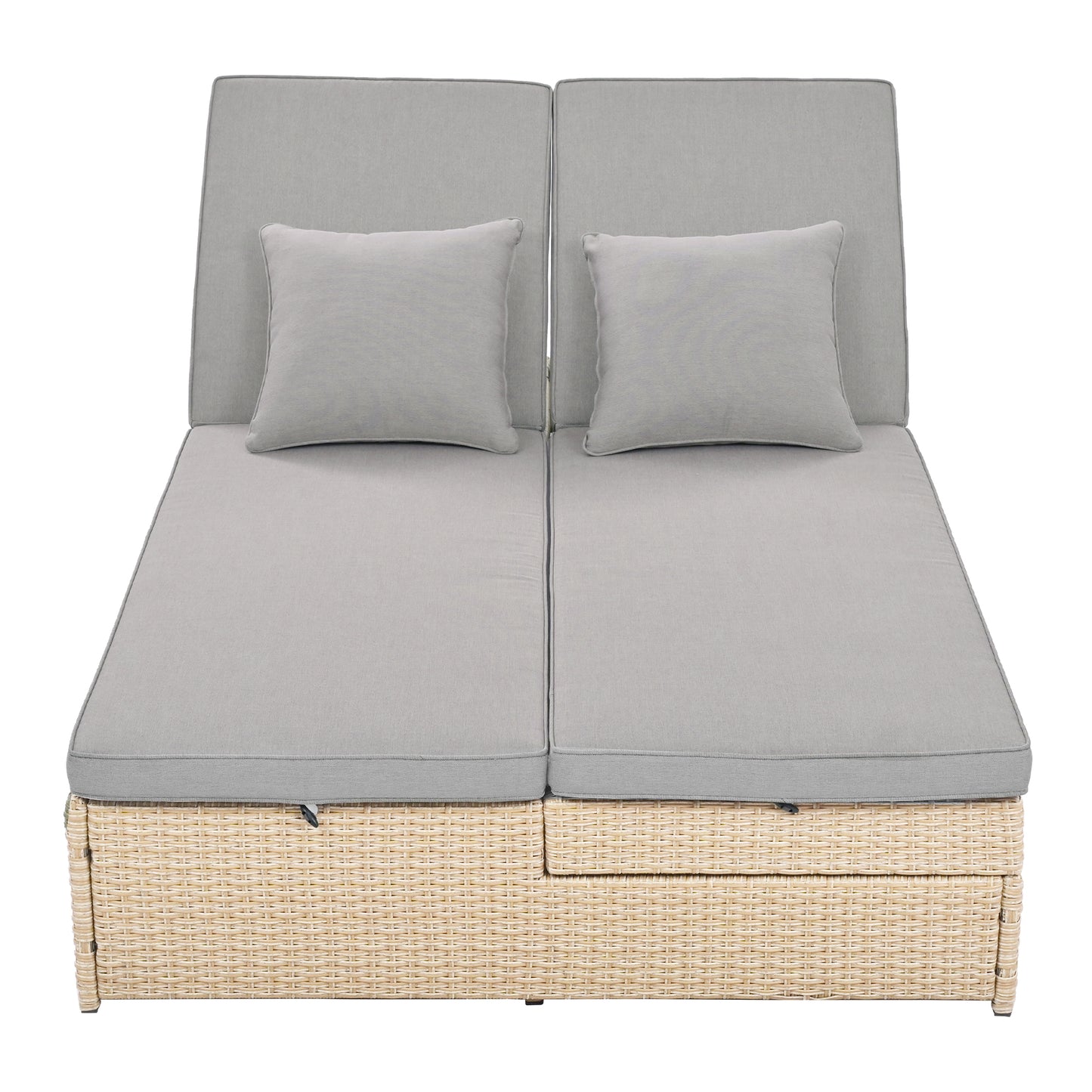 Outdoor Double Patio, Reclining Chairs, Adjustable Backrest Seat