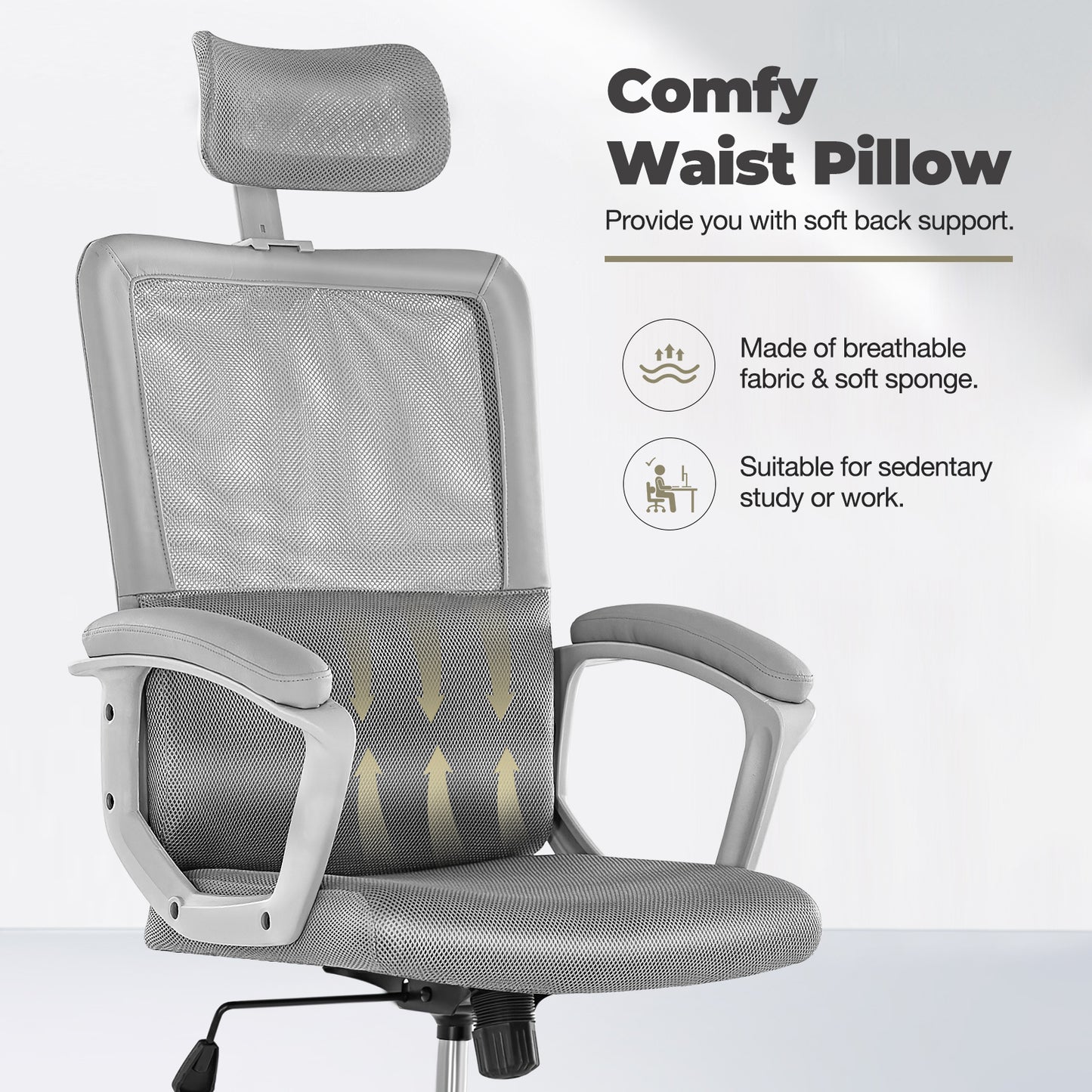 Ergonomic Office Gaming Chair, Adjustable Headrest, Lumbar Support