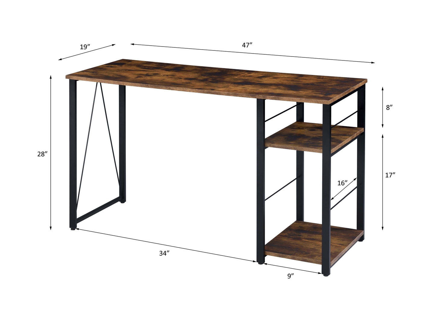 Vadna Writing Desk, Weathered Oak & Black Finish