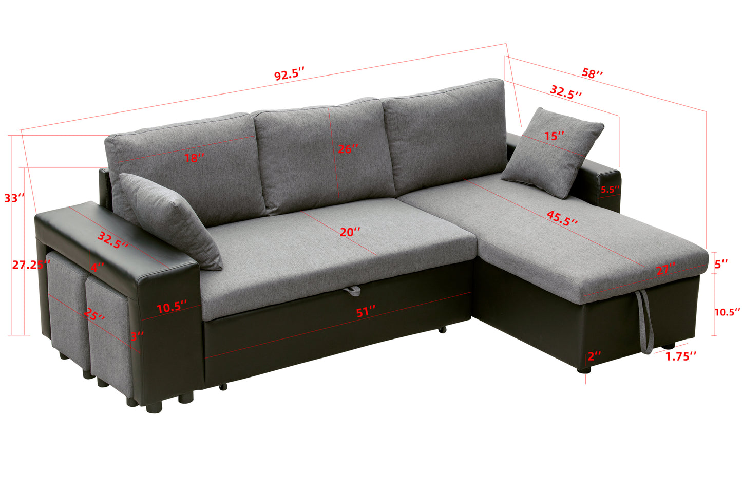 Artemax Linen Reversible Sleeper Sectional
