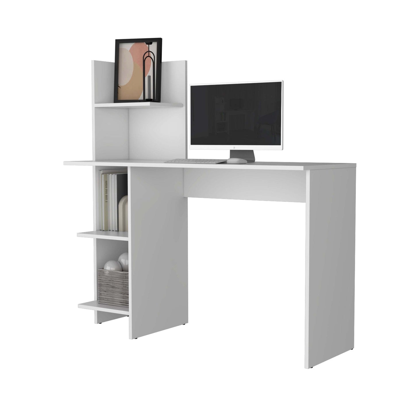 Troy White Four Shelves Writing Desk