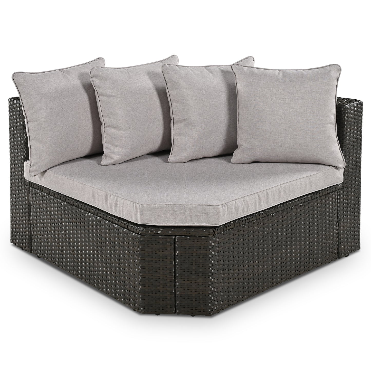 7-piece Outdoor Wicker Sofa Set, Colorful Pillows