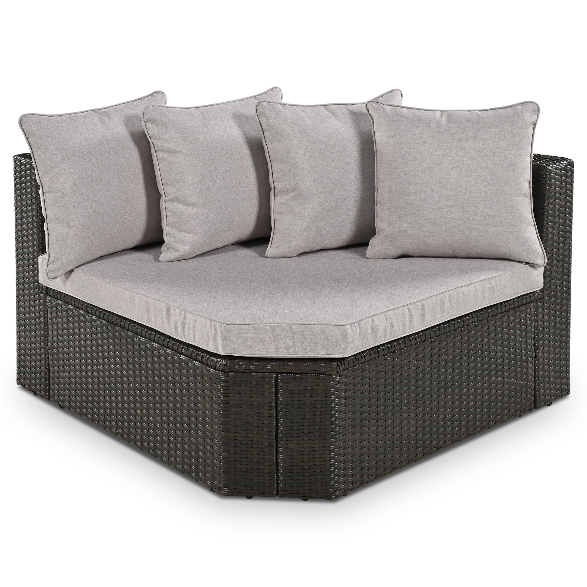 7-piece Outdoor Wicker Sofa Set, Colorful Pillows