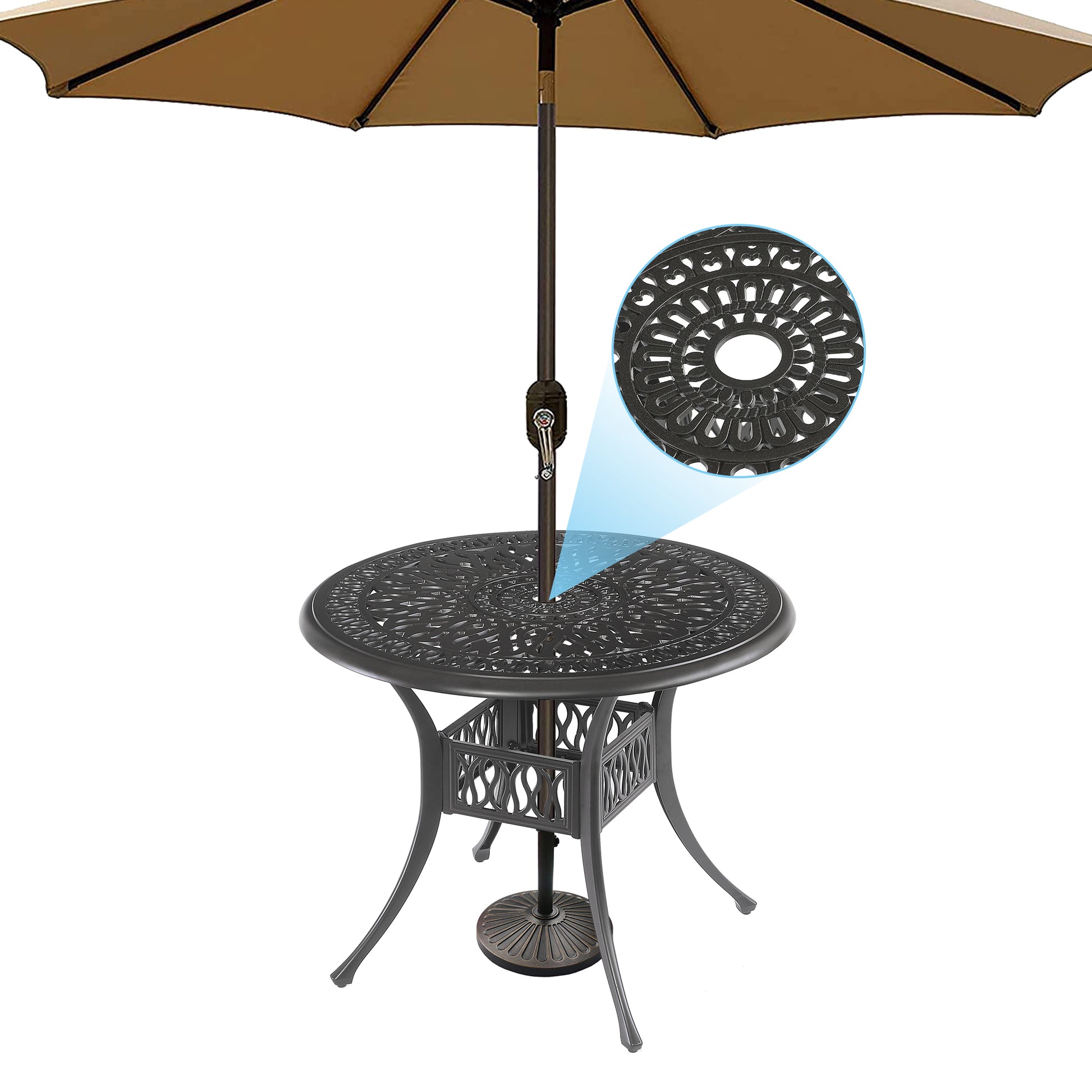 5PCS Outdoor Patio Furniture Dining Table Set All-Weather Cast Aluminum