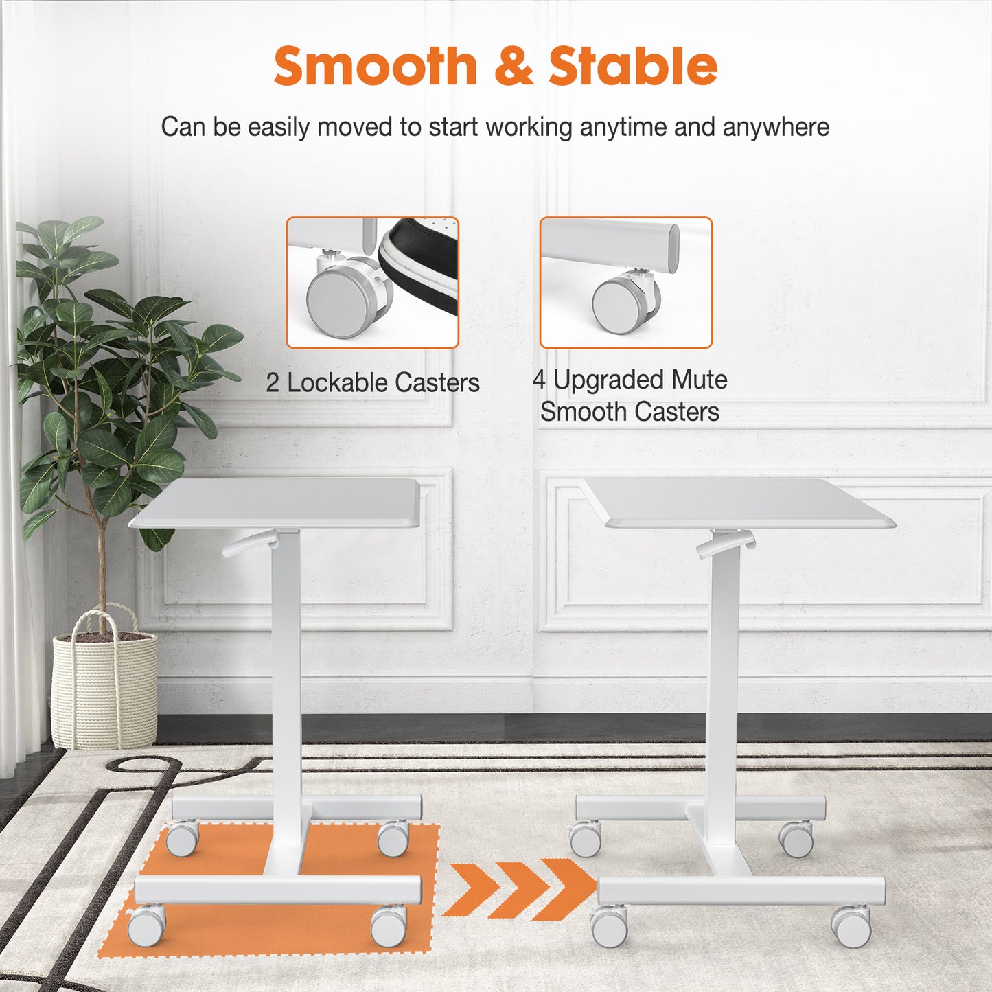 Mobile Rolling Standing Rolling Desk Laptop Computer Cart for Home