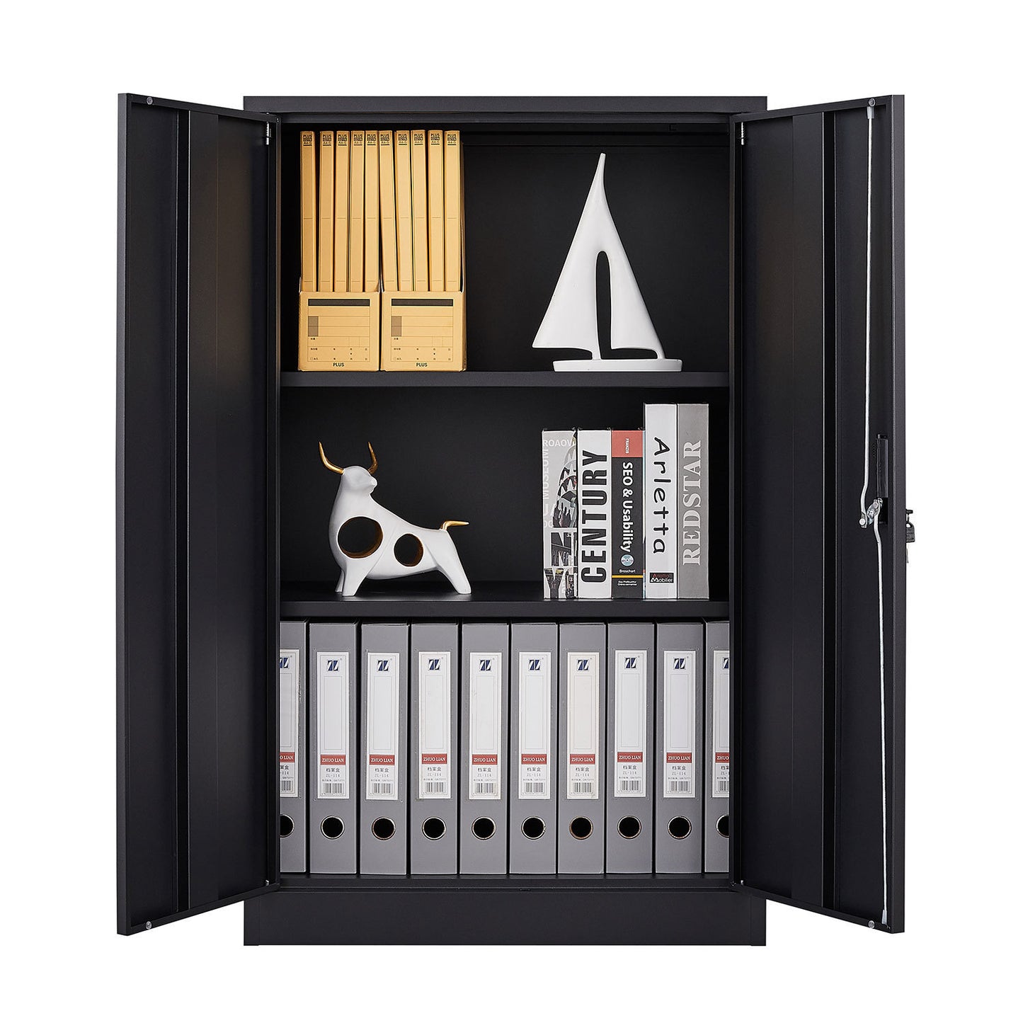 Metal Storage Cabinet with Locking Doors and Adjustable Shelf