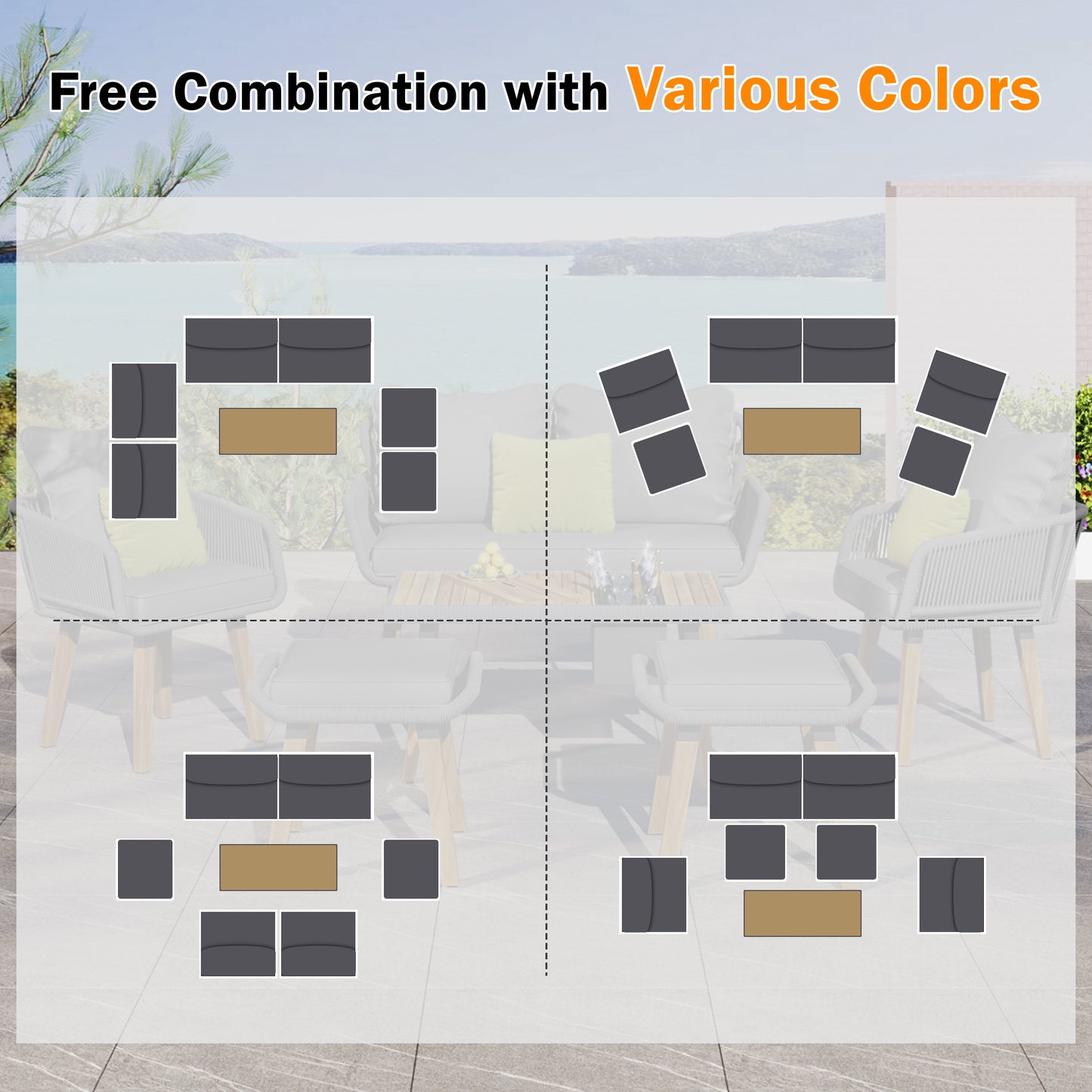 6-Piece Patio Outdoor Furniture, Bar Table
