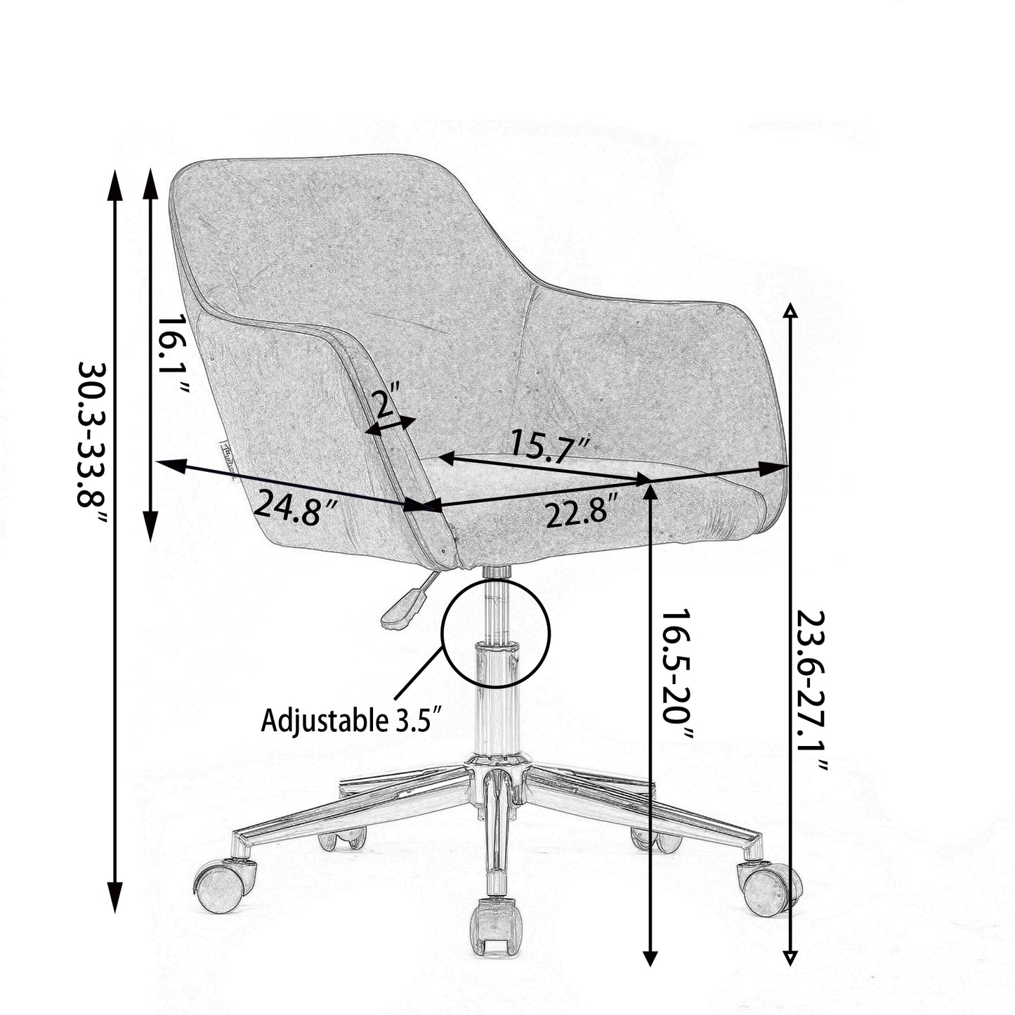 Home Office Chair with Gold Metal Legs