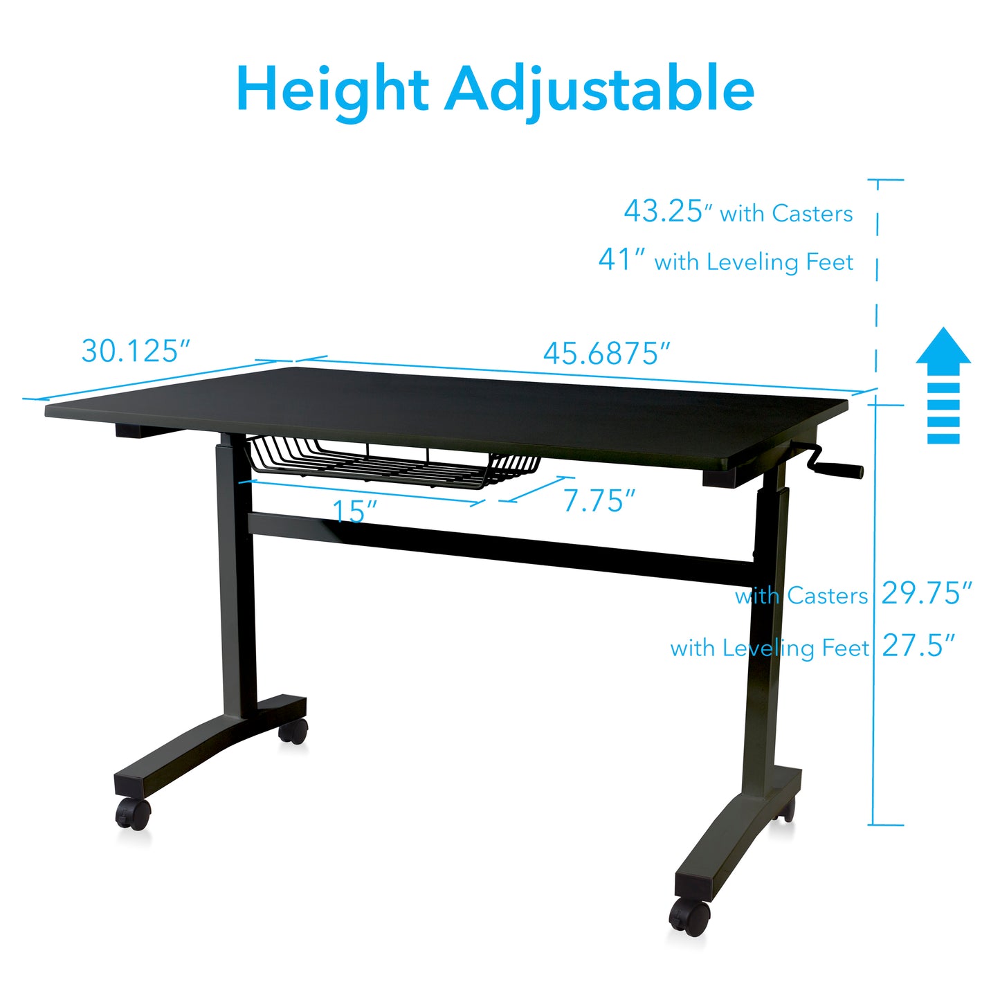 Sit Stand Desk with Casters Height Adjustable