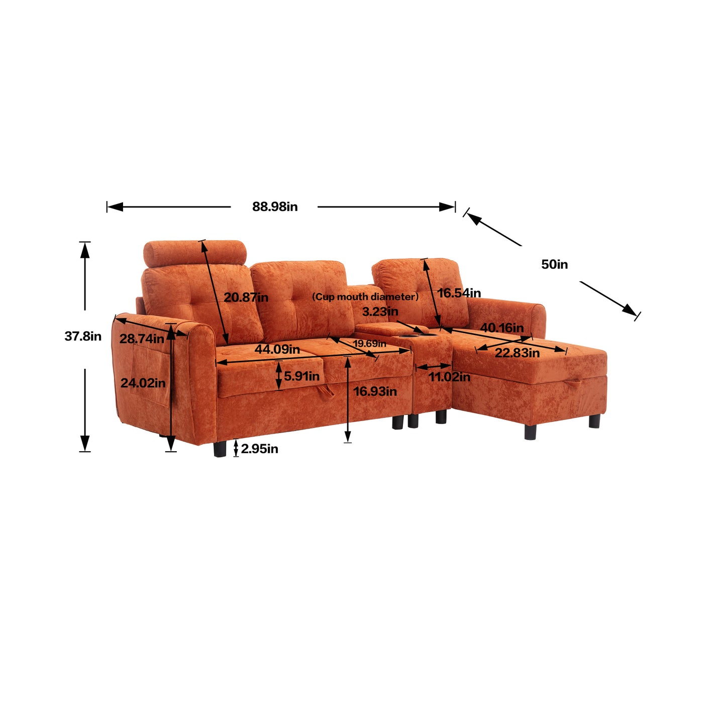 Serene storage sofa / Cozy living room sectional