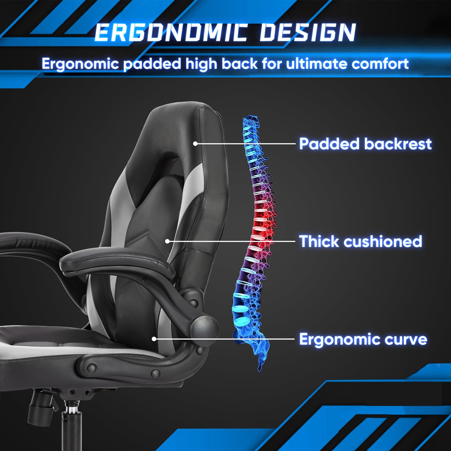 Gaming Chair Leather Computer Chair Ergonomic Lumbar Support