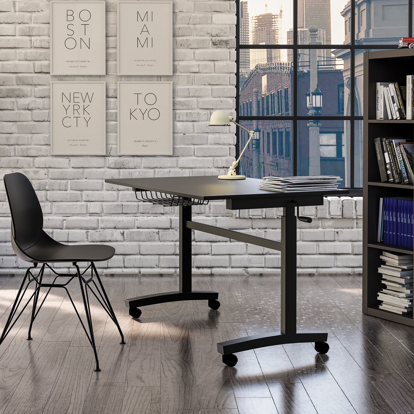 Sit Stand Desk with Casters Height Adjustable