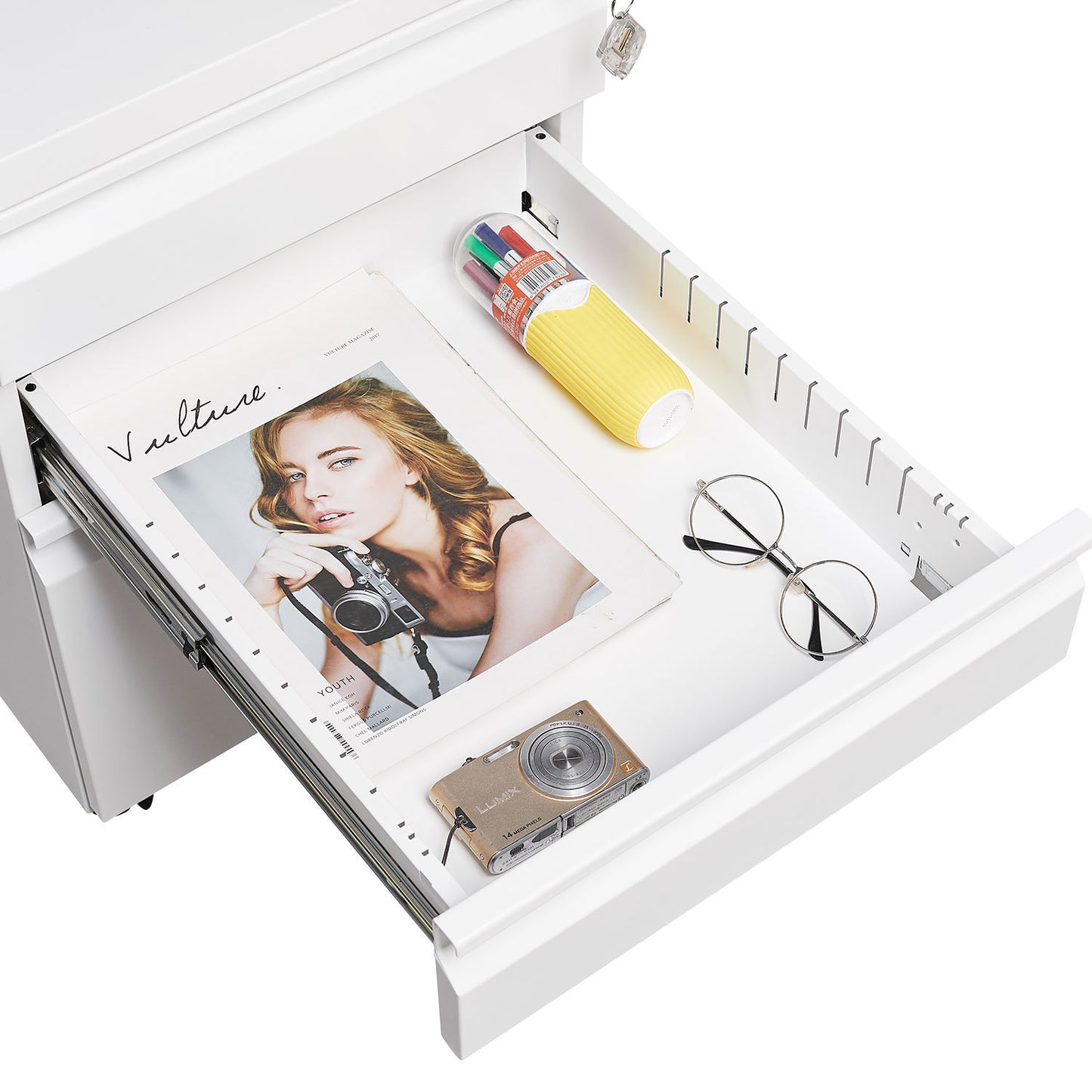 3-Drawer Mobile File Cabinet with Lock, Office Storage
