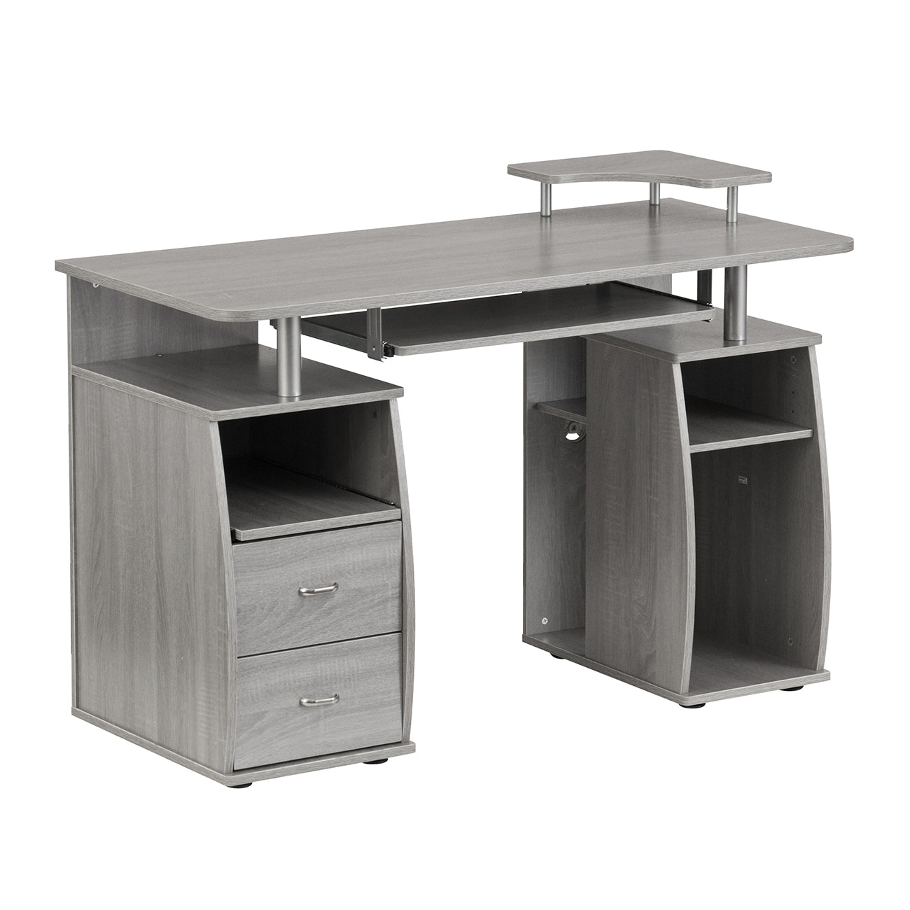 Computer Workstation Desk With Storage, Grey