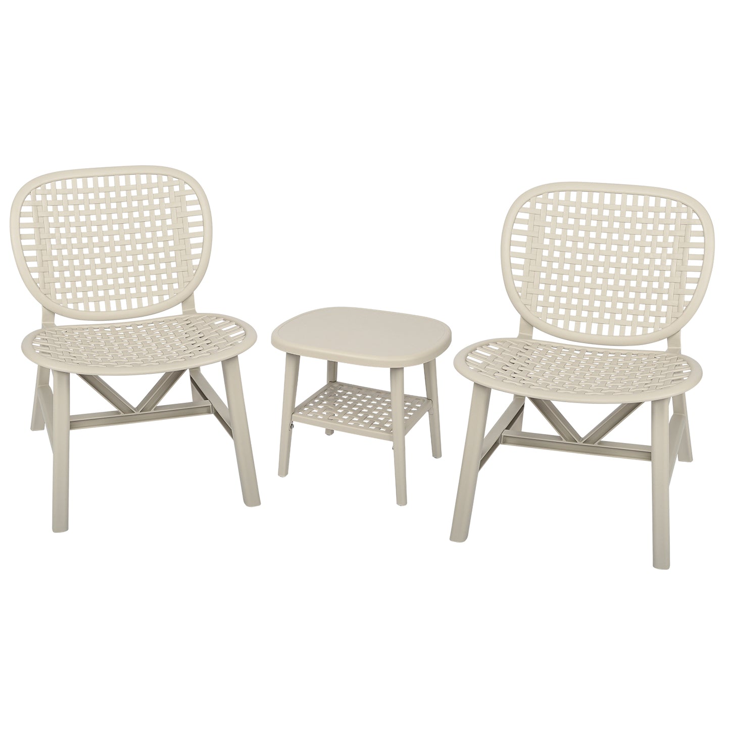 3 Pieces Hollow Design Retro Patio Table Chair Set All Weather