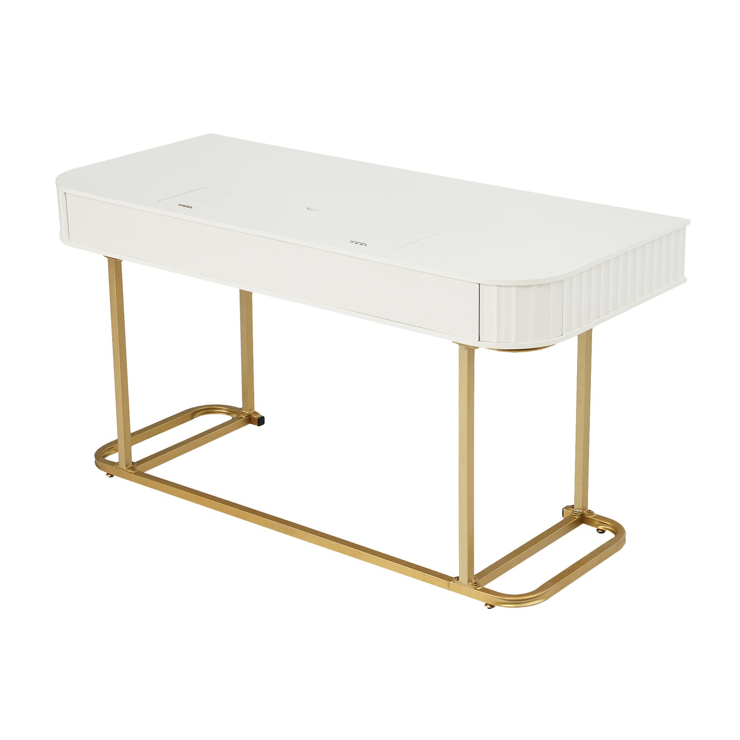 Executive Curved Office Desk, Waveform Fluted Panel Design