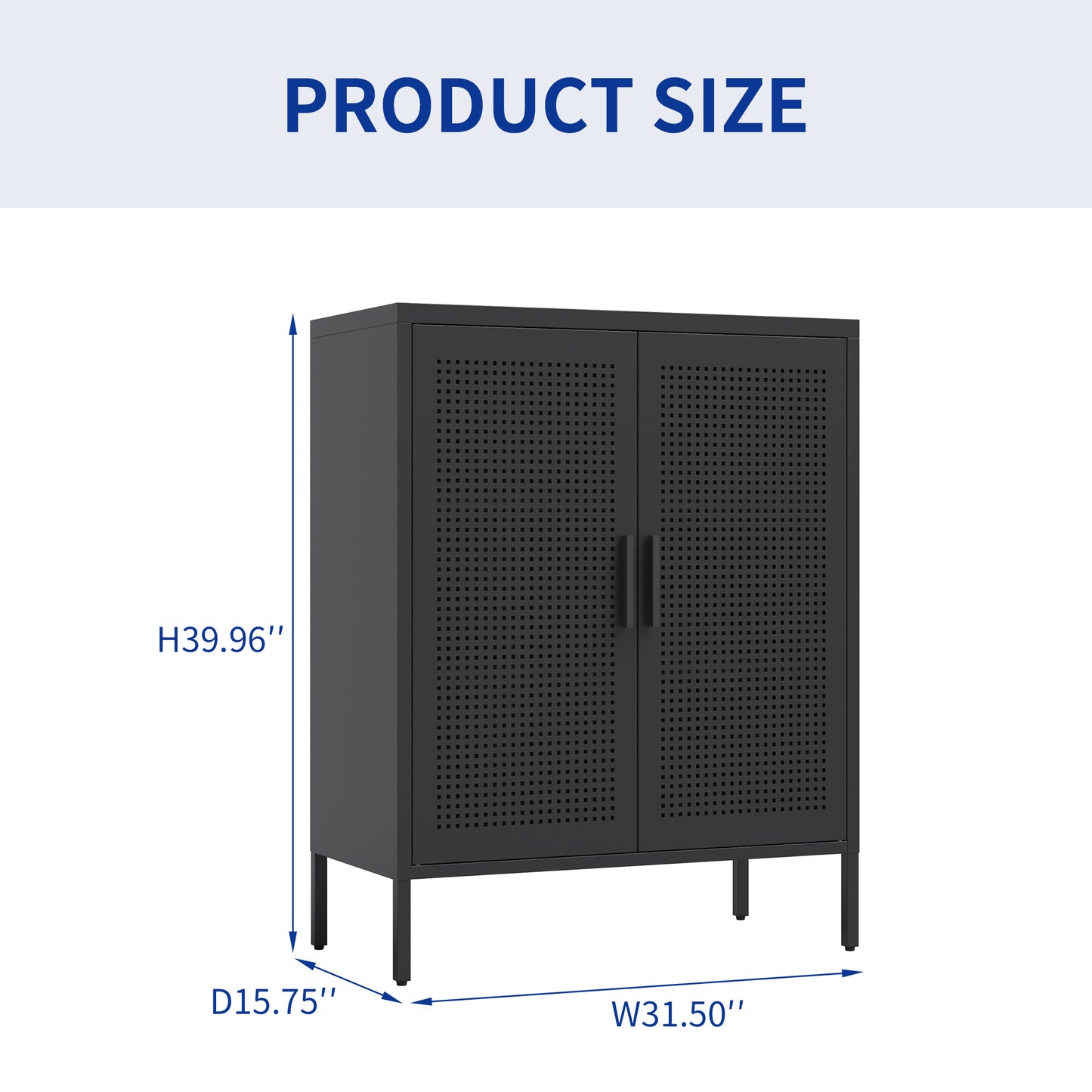 Metal Storage Cabinet with 2 Doors and 2 Adjustable Shelves
