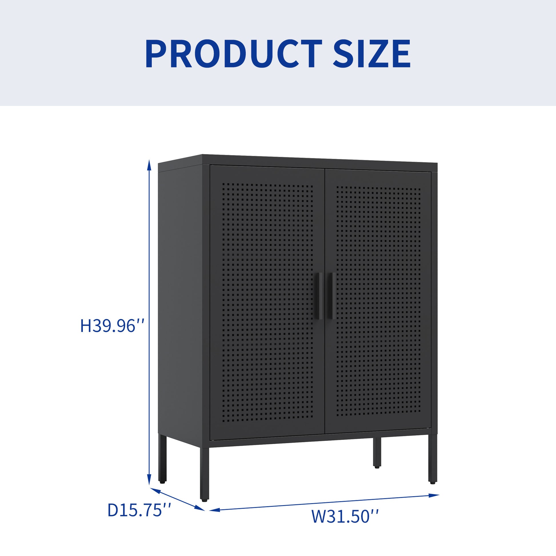 Metal Storage Cabinet with 2 Doors and 2 Adjustable Shelves