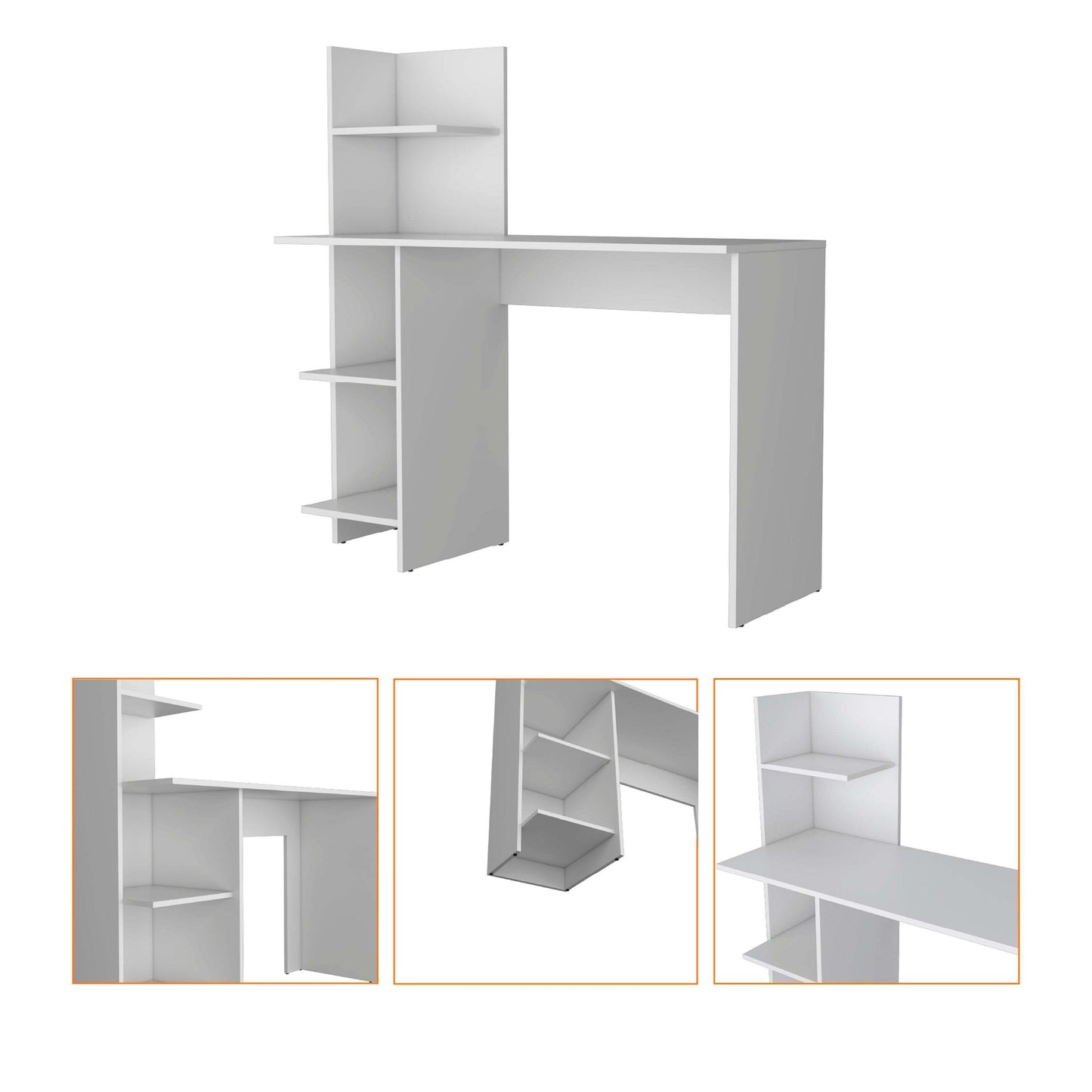 Troy White Four Shelves Writing Desk