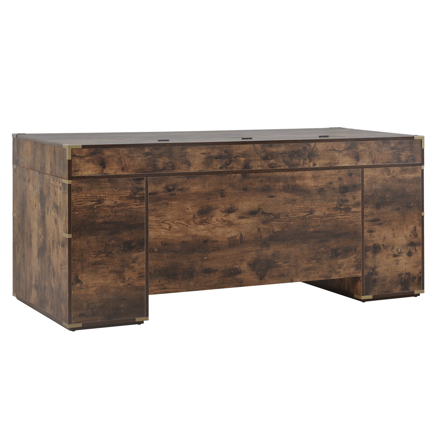 Executive Desk Metal Edge with 2 file drawers, USB Ports and Outlets