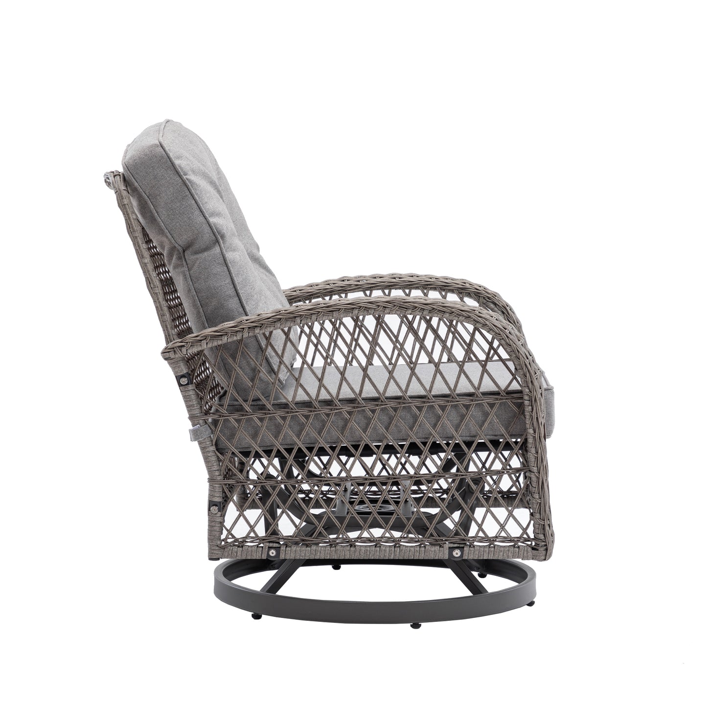 3 Pieces Outdoor Patio Chairs, 360 Degree Rocking