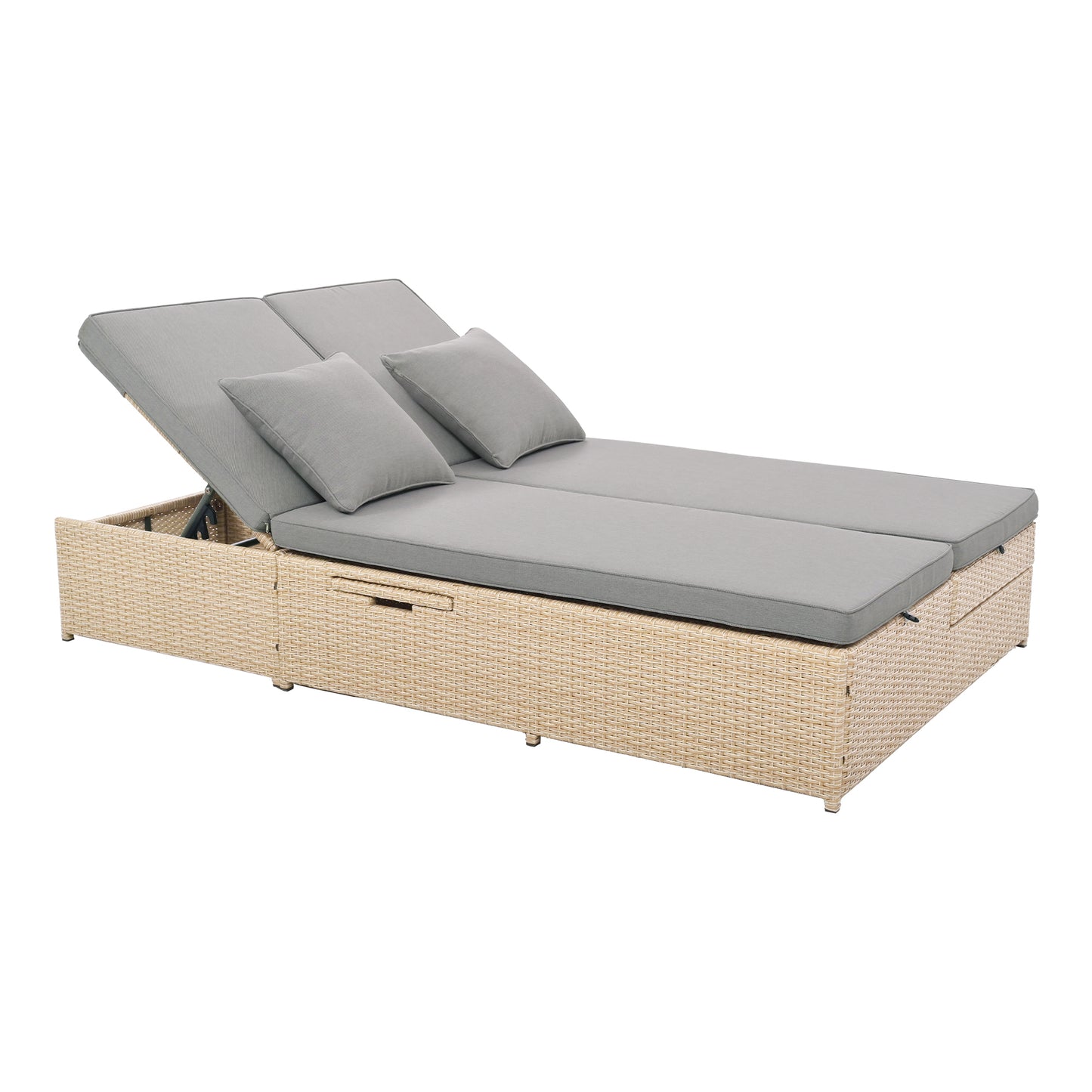 Outdoor Double Patio, Reclining Chairs, Adjustable Backrest Seat
