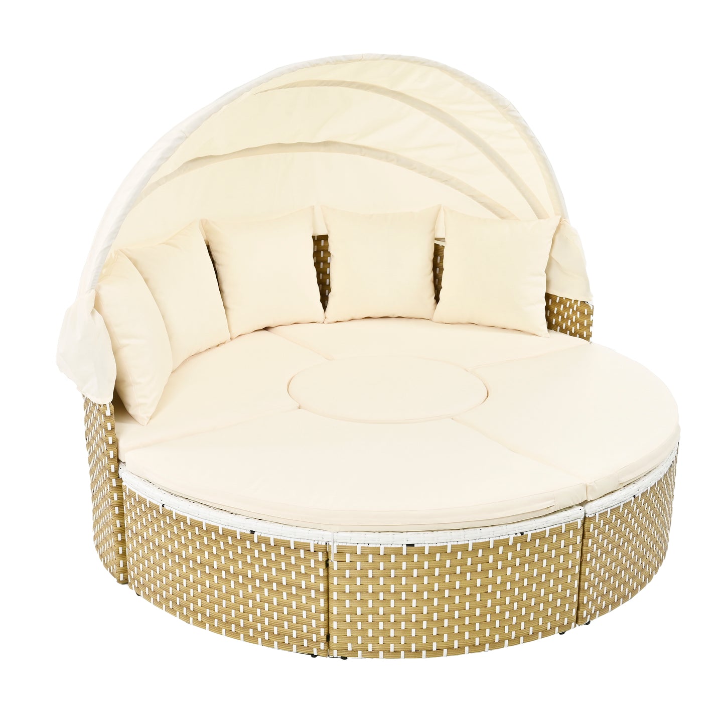 Patio Furniture Round Outdoor Sectional Sofa Set, Daybed