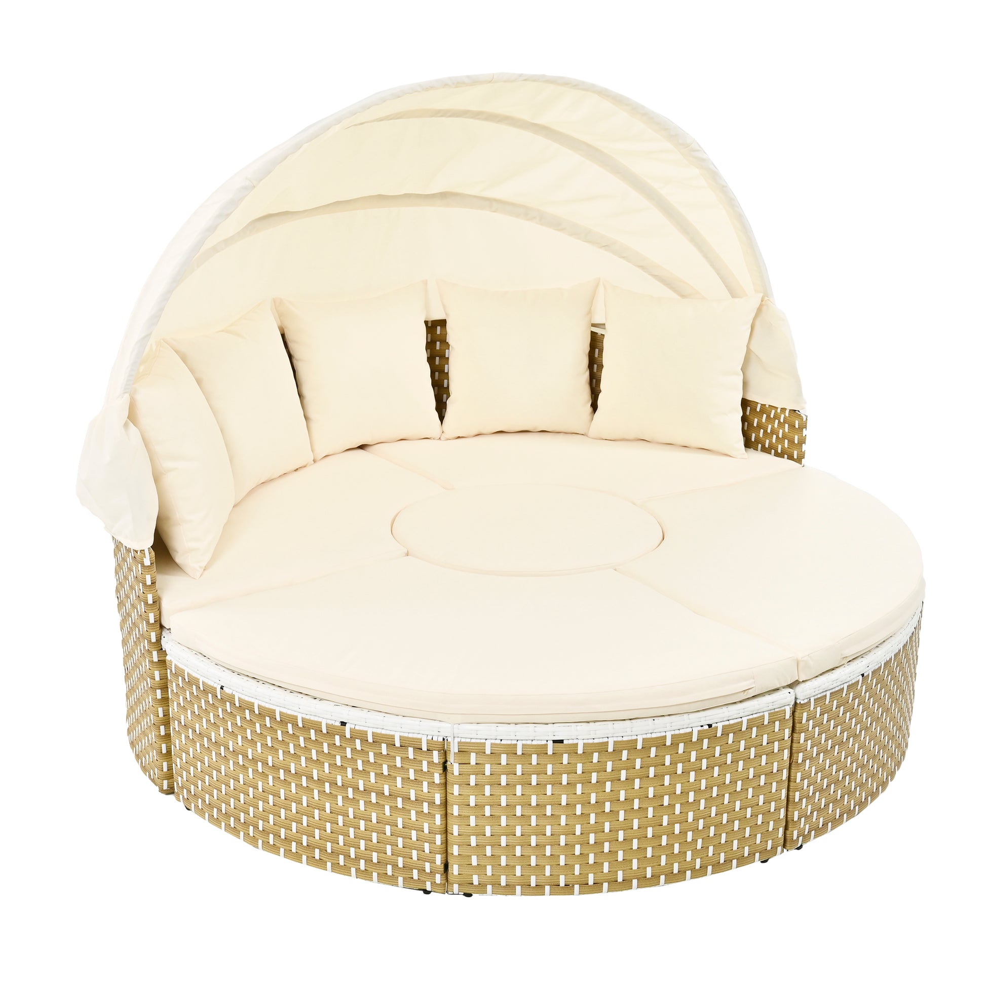 Patio Furniture Round Outdoor Sectional Sofa Set, Daybed
