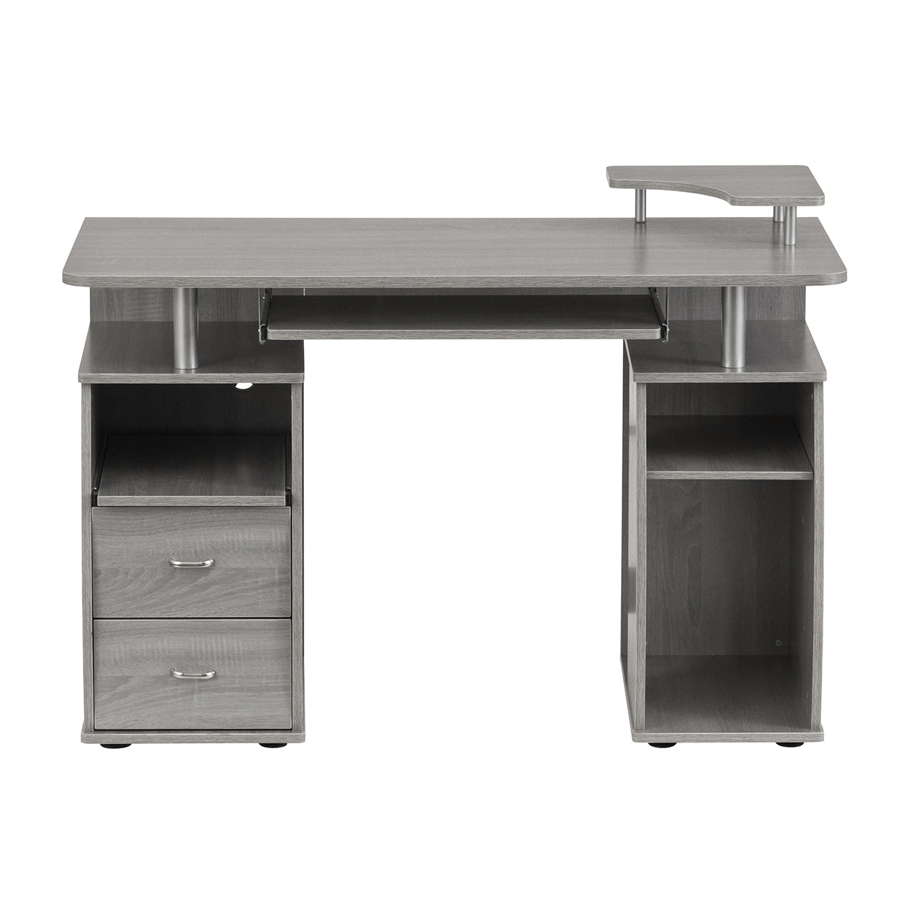 Computer Workstation Desk With Storage, Grey