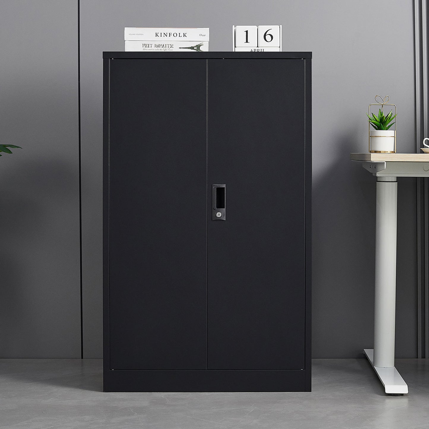Metal Storage Cabinet with Locking Doors and Adjustable Shelf