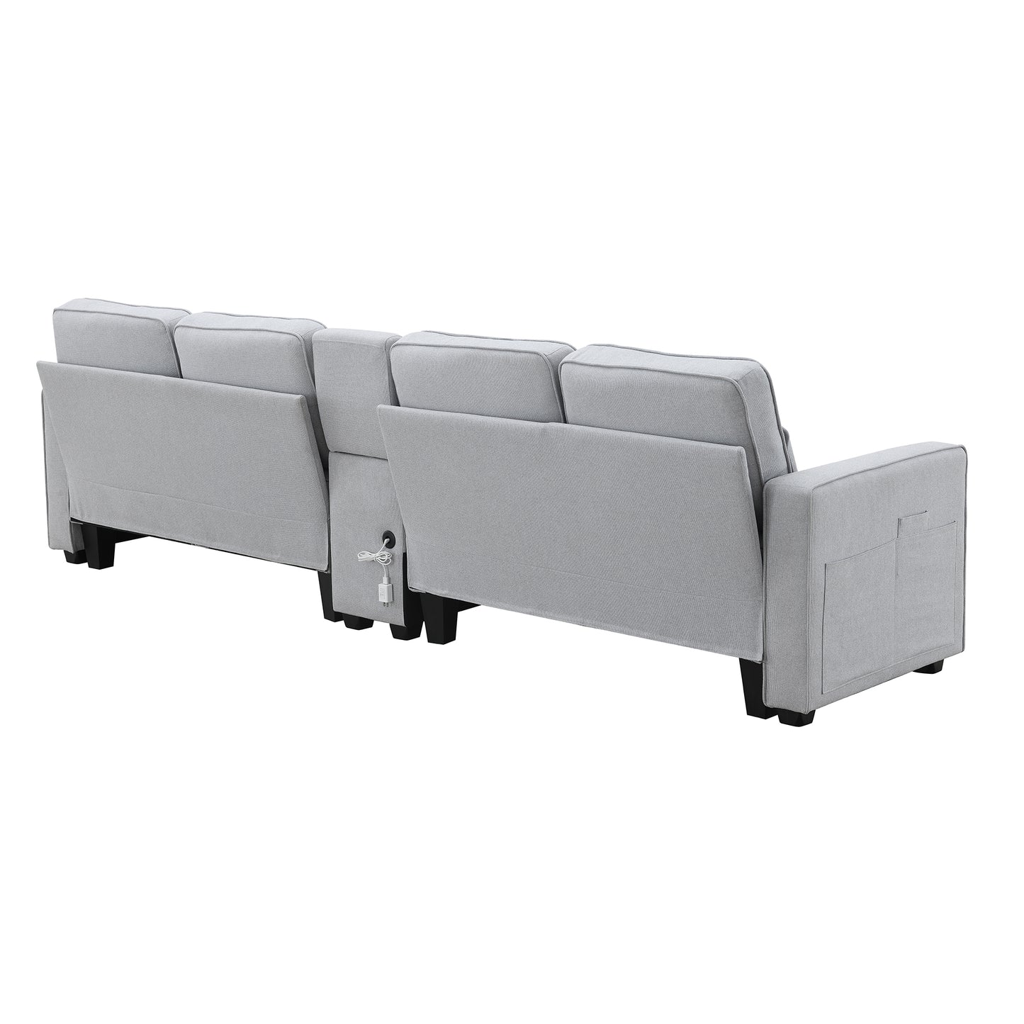 Upholstered Sofa, Console, USB, Linen, 4 Pillows (4-Seat)